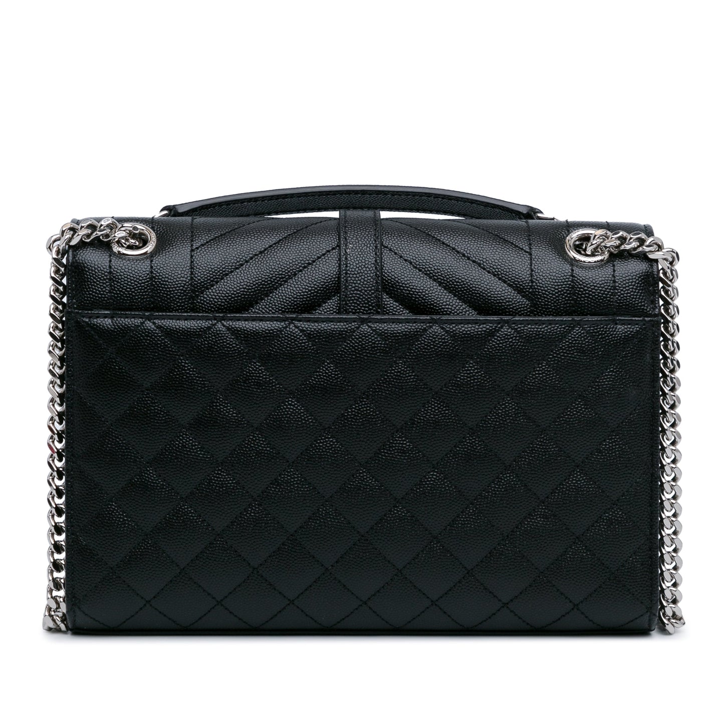 Yves Saint Laurent Monogram Triquilt Envelope Medium Black Calfskin