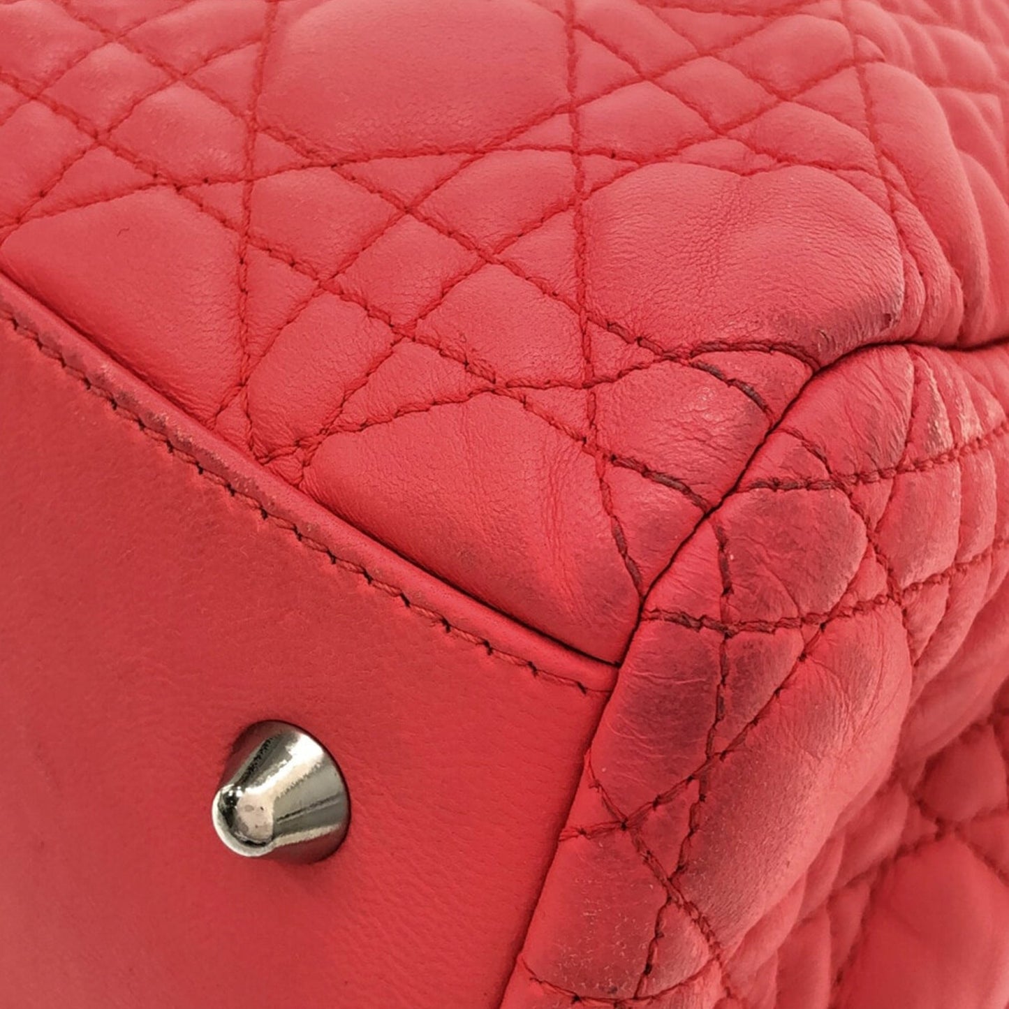 Red Dior Large Cannage Lady Dior Soft Tote