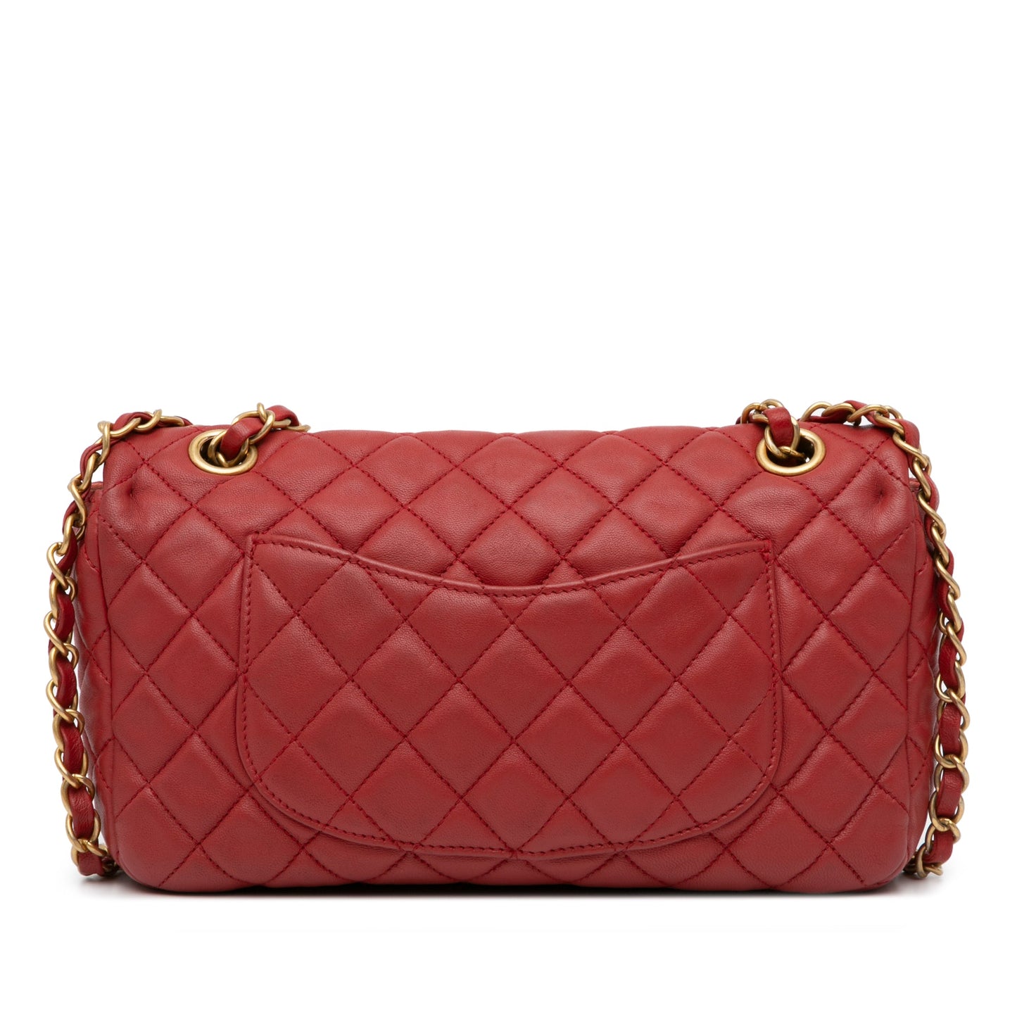 Chanel Classic Single Flap Cruise Charm Medium Red Lambskin Gold