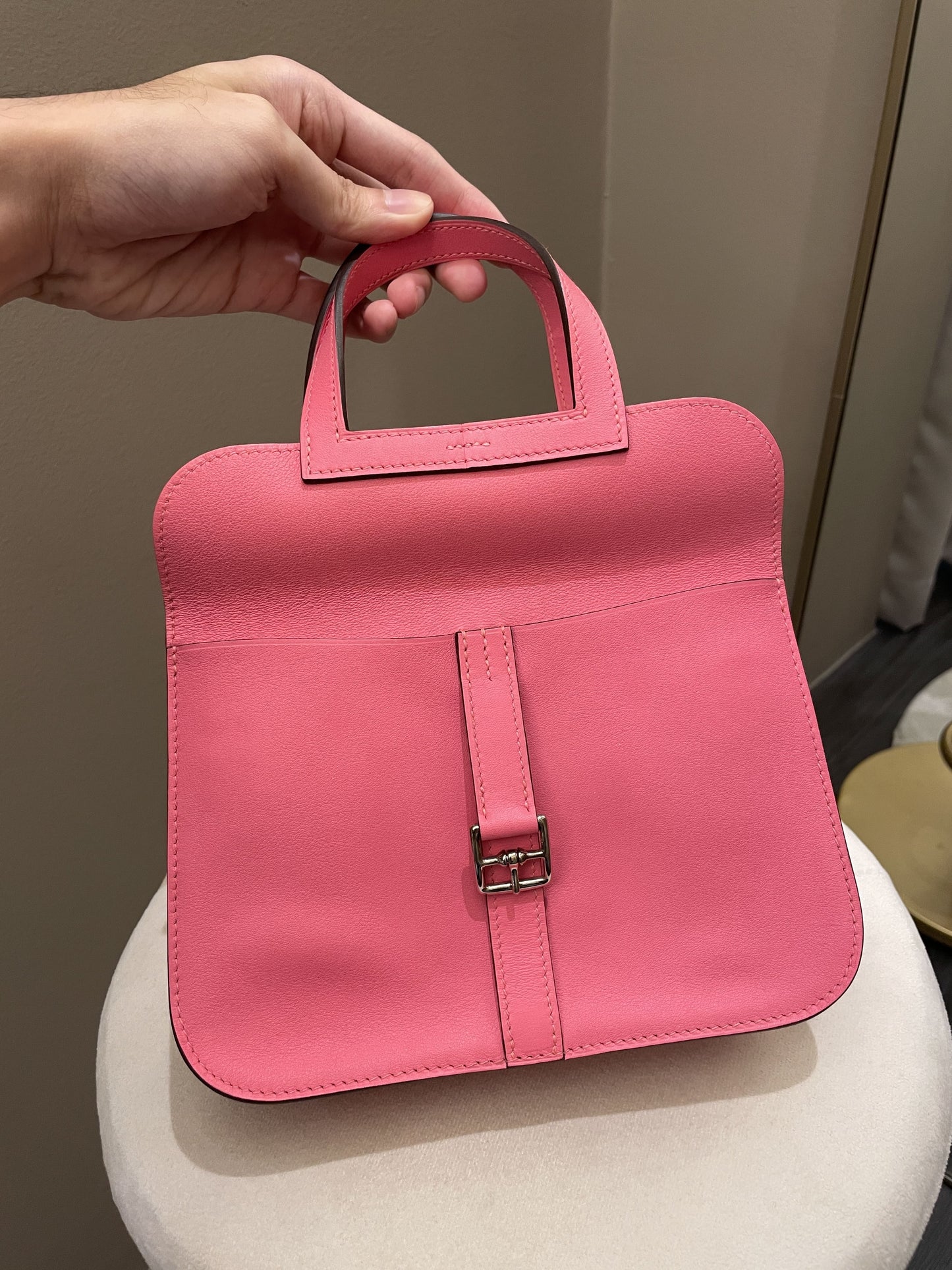 Hermes Halzan Mini 22 Rose Azalee Evercolor