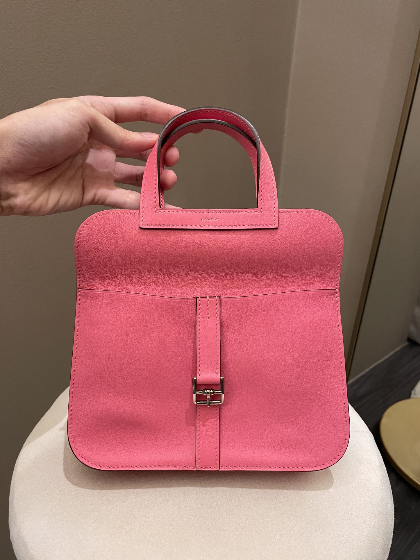 Hermes Halzan Mini 22 Rose Azalee Evercolor