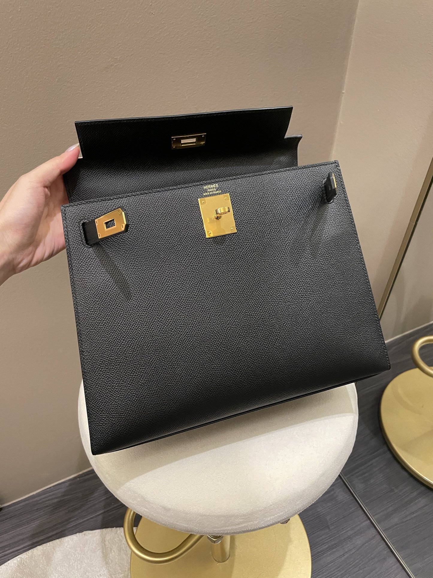 Hermes Kelly Sellier 28 Black Epsom