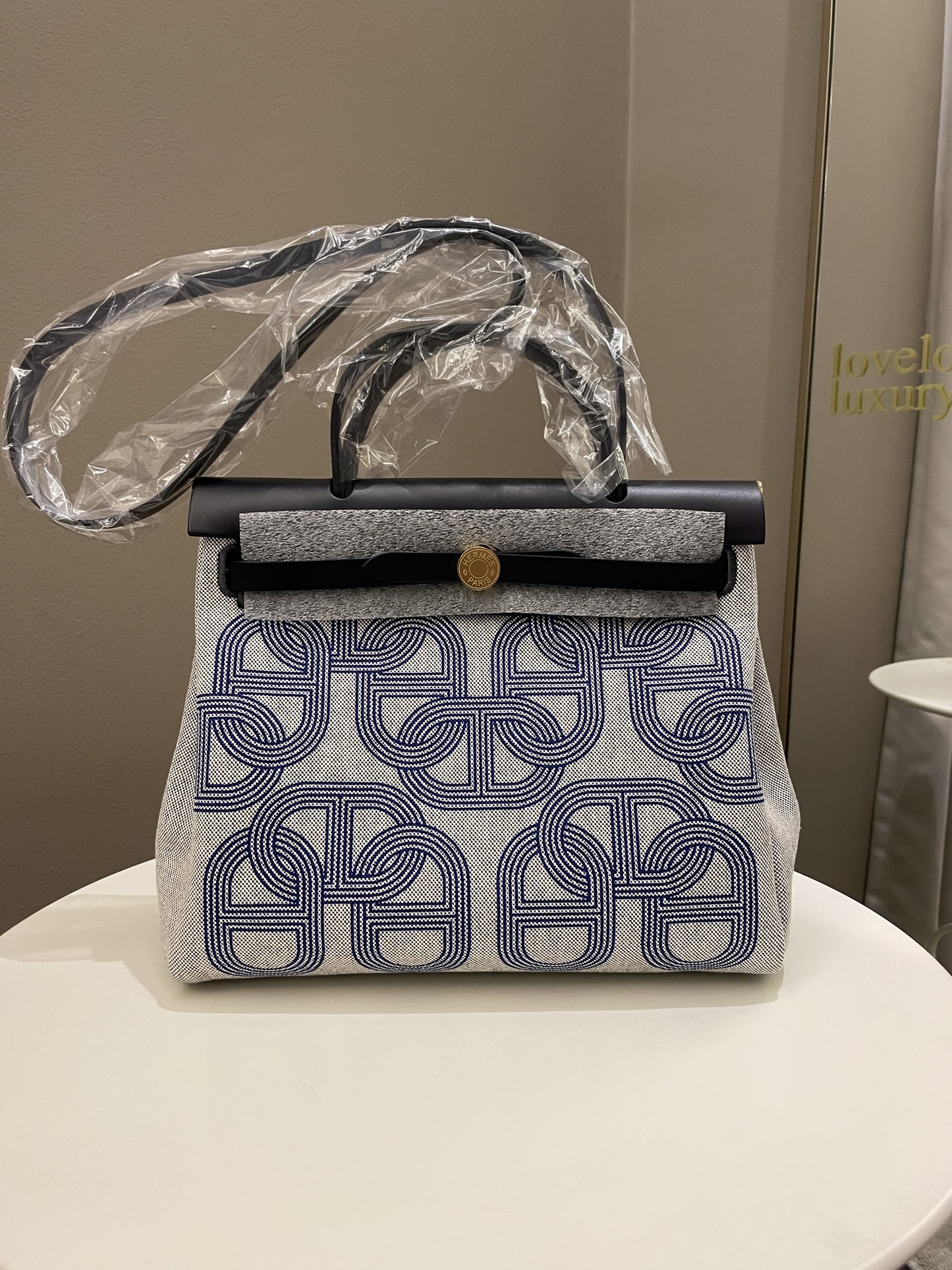 Hermes Herbag Zip 31 Circuit 24 Bleu Royal Bleu Indigo Ecru