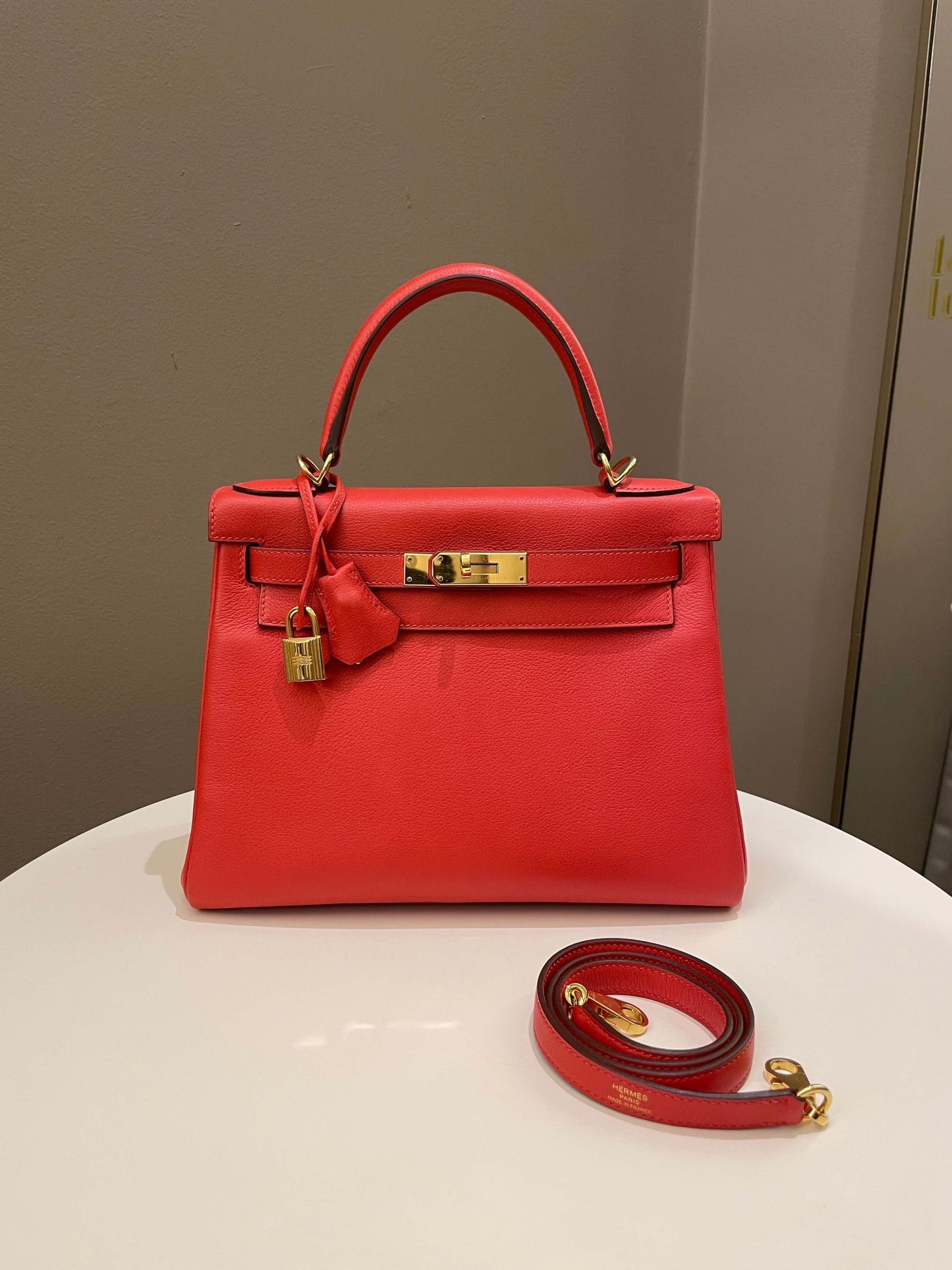 Hermes Kelly 28 Rouge Tomato Evercolor