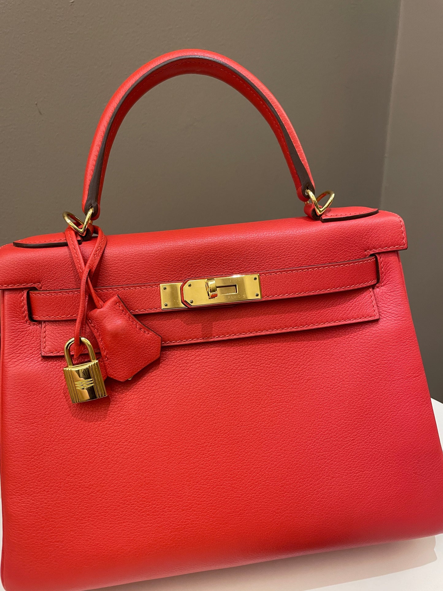 Hermes Kelly 28 Rouge Tomato Evercolor