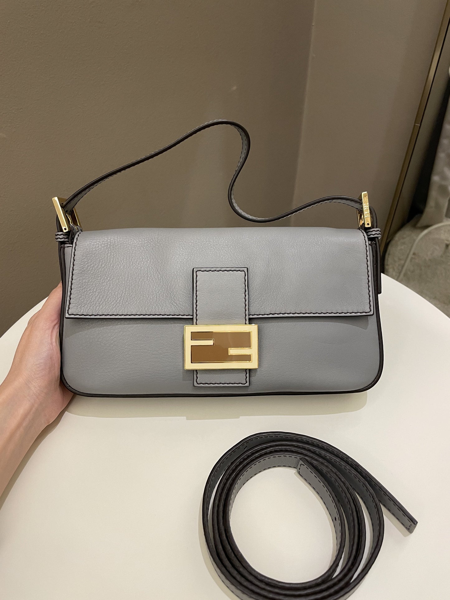 Fendi Baguette Bag Ash Grey Grainy