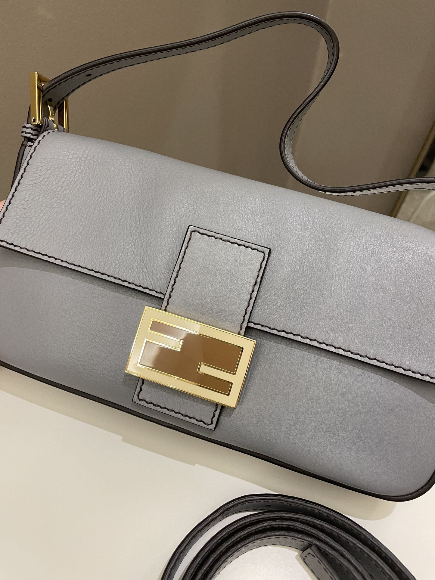 Fendi Baguette Bag Ash Grey Grainy