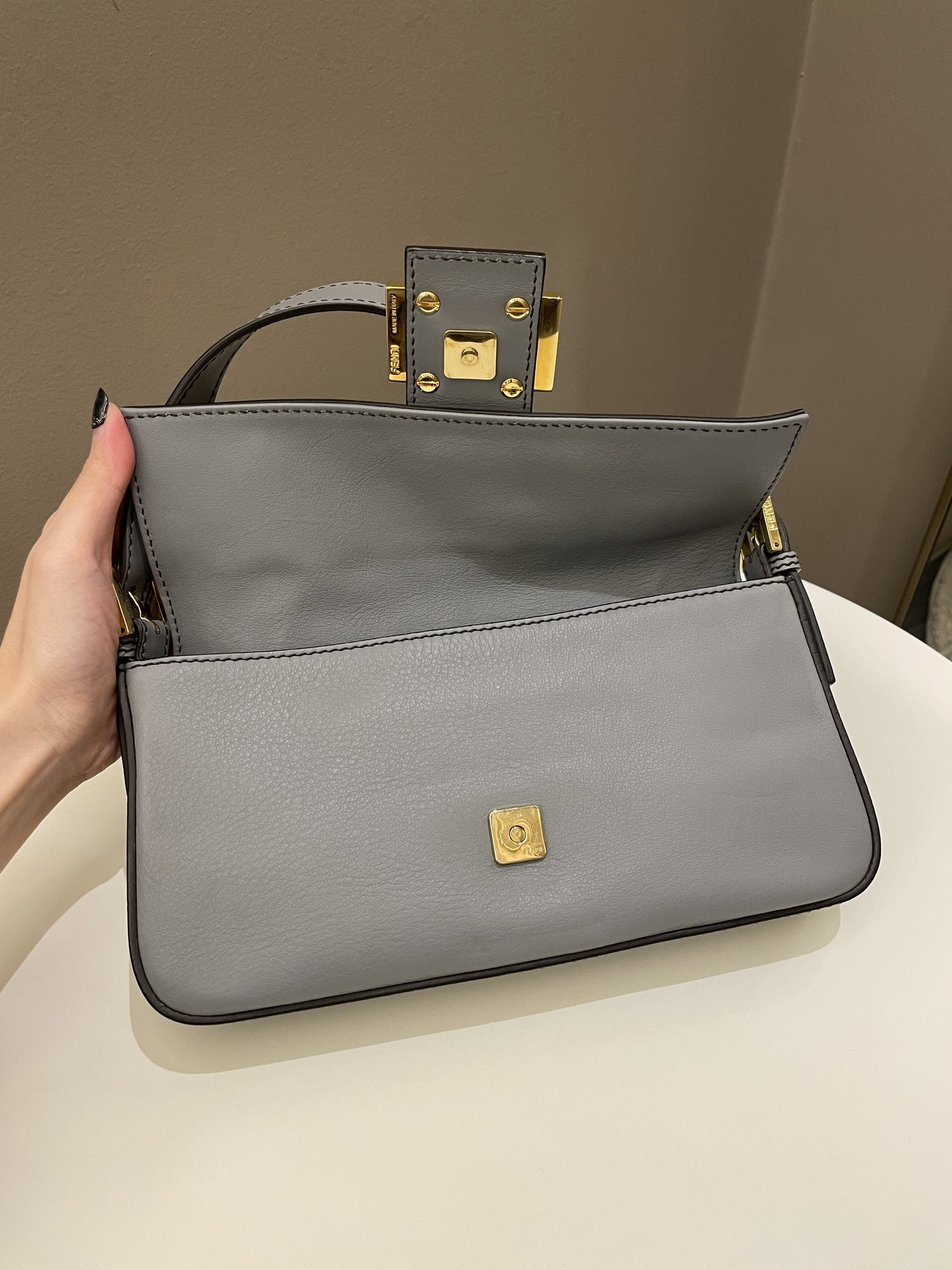 Fendi Baguette Bag Ash Grey Grainy