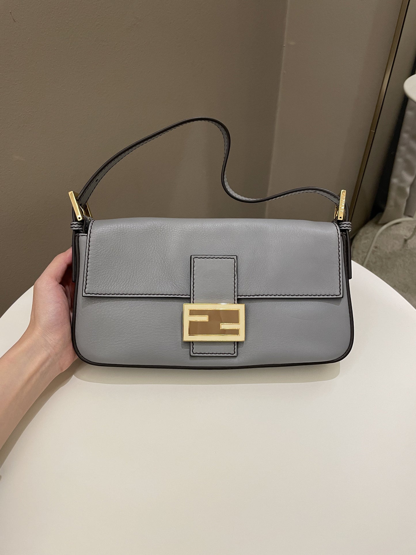 Fendi Baguette Bag Ash Grey Grainy