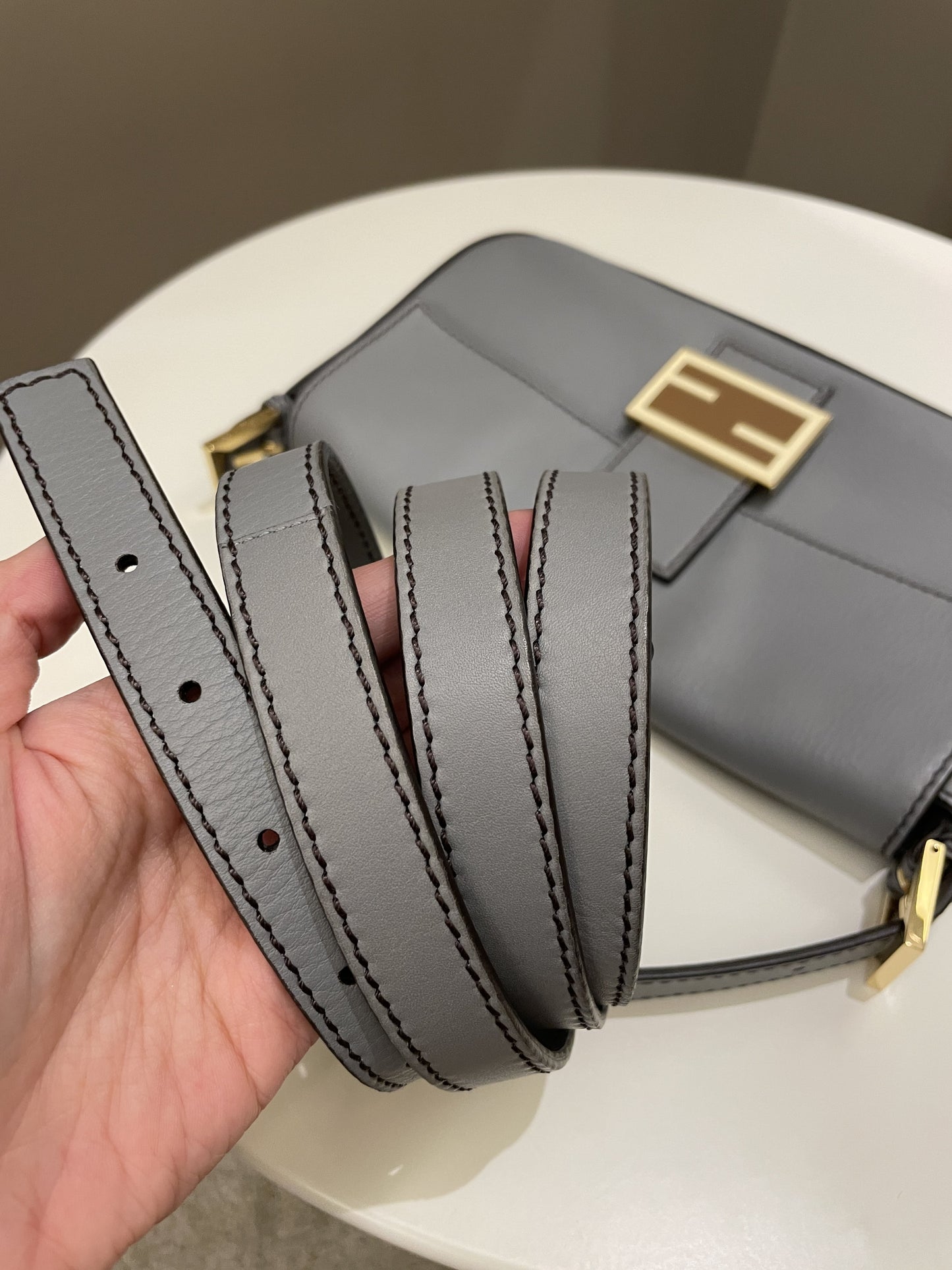 Fendi Baguette Bag Ash Grey Grainy