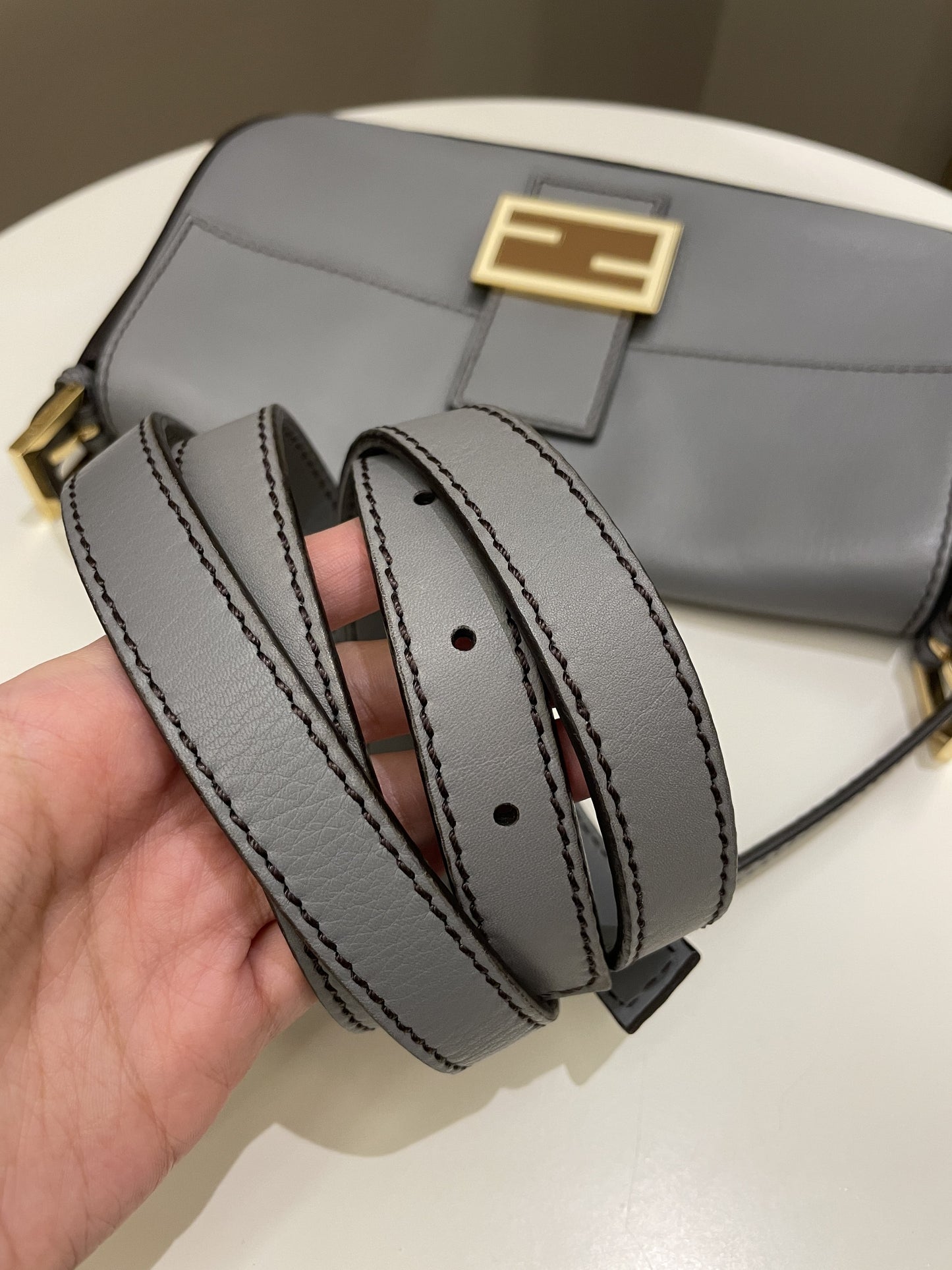 Fendi Baguette Bag Ash Grey Grainy