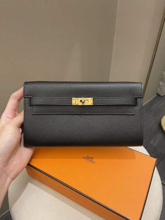 Hermes Kelly To Go Black Epsom