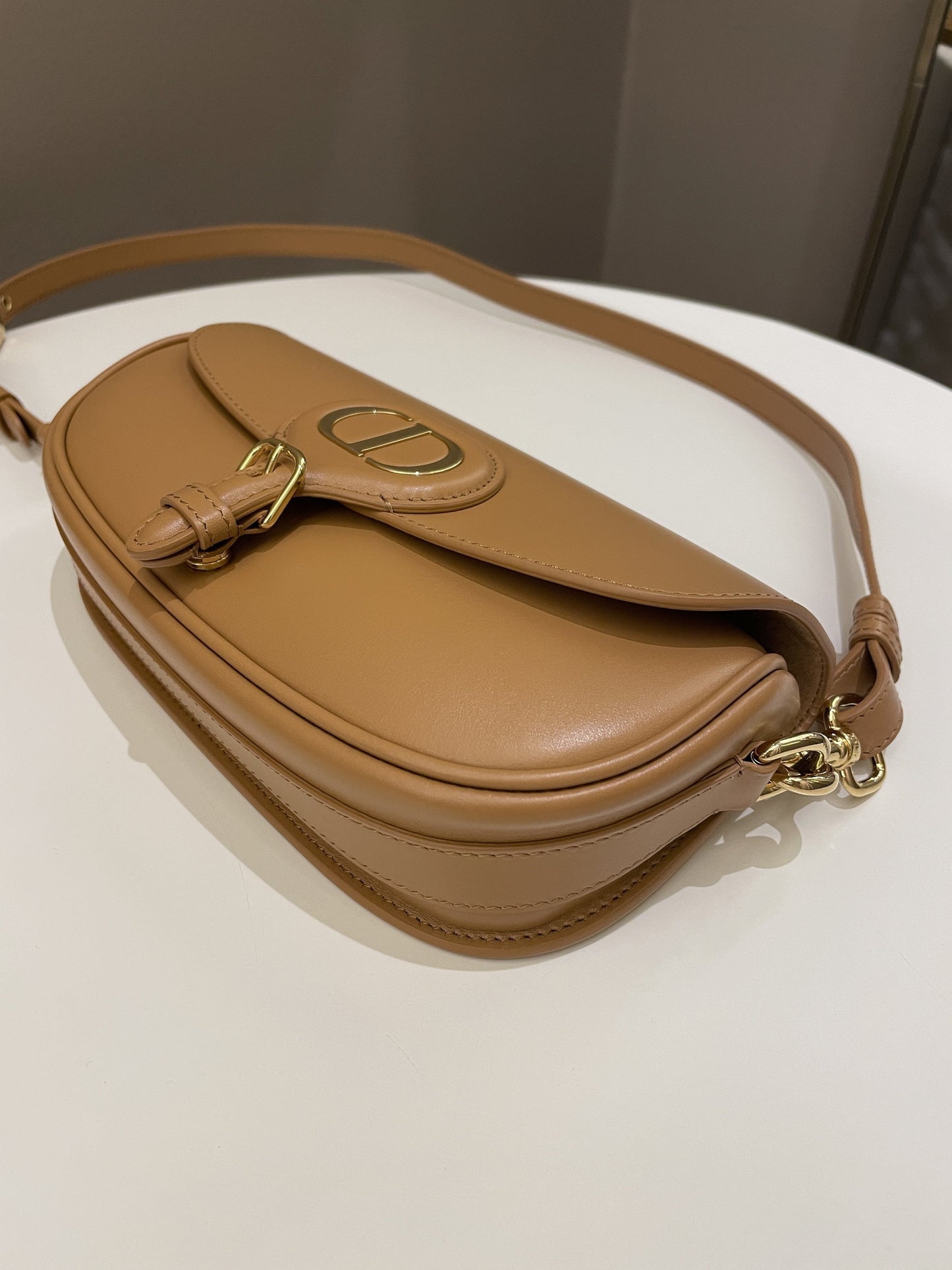 Dior Bobby East West Camel Box Calfskin