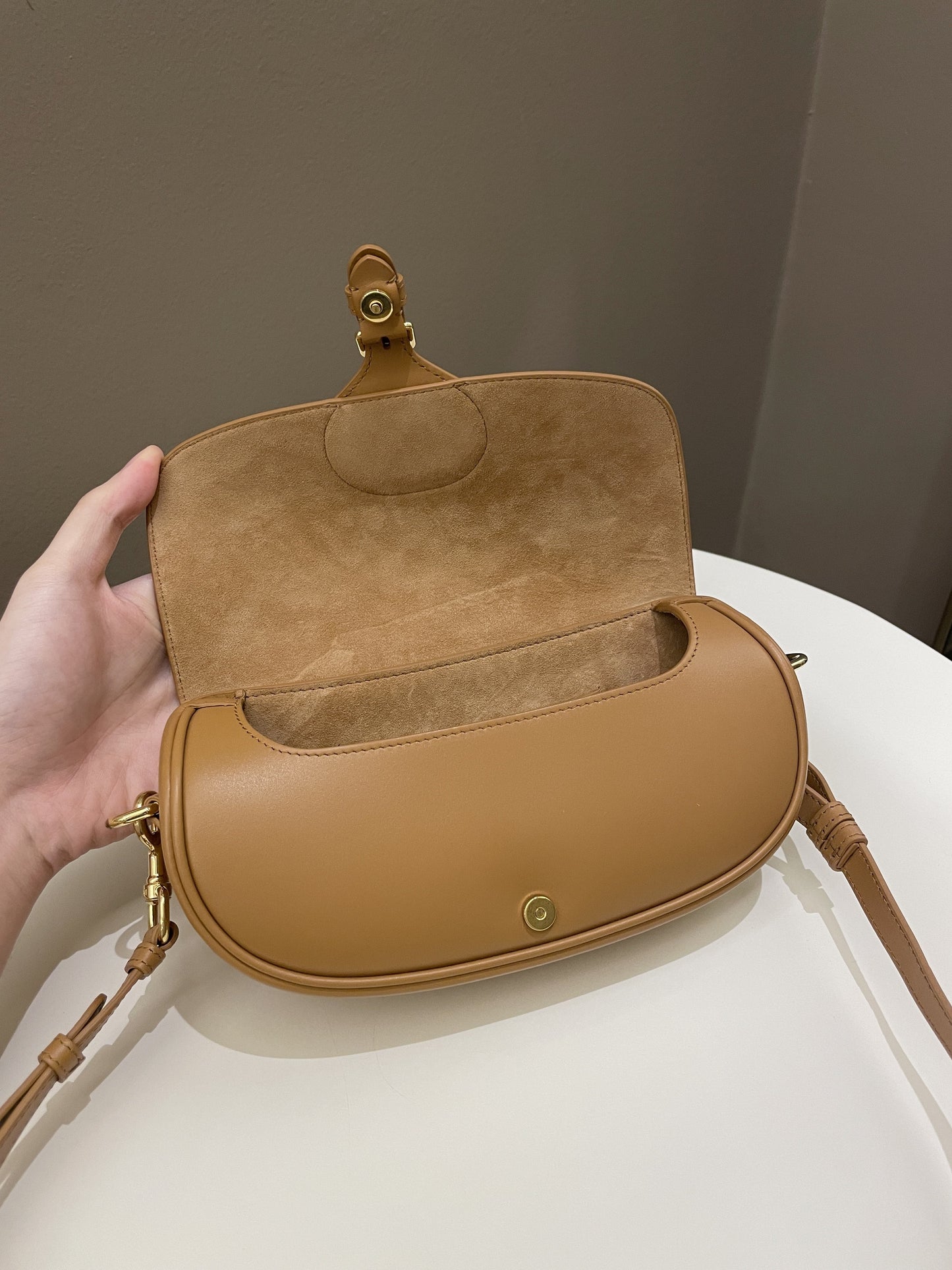 Dior Bobby East West Camel Box Calfskin