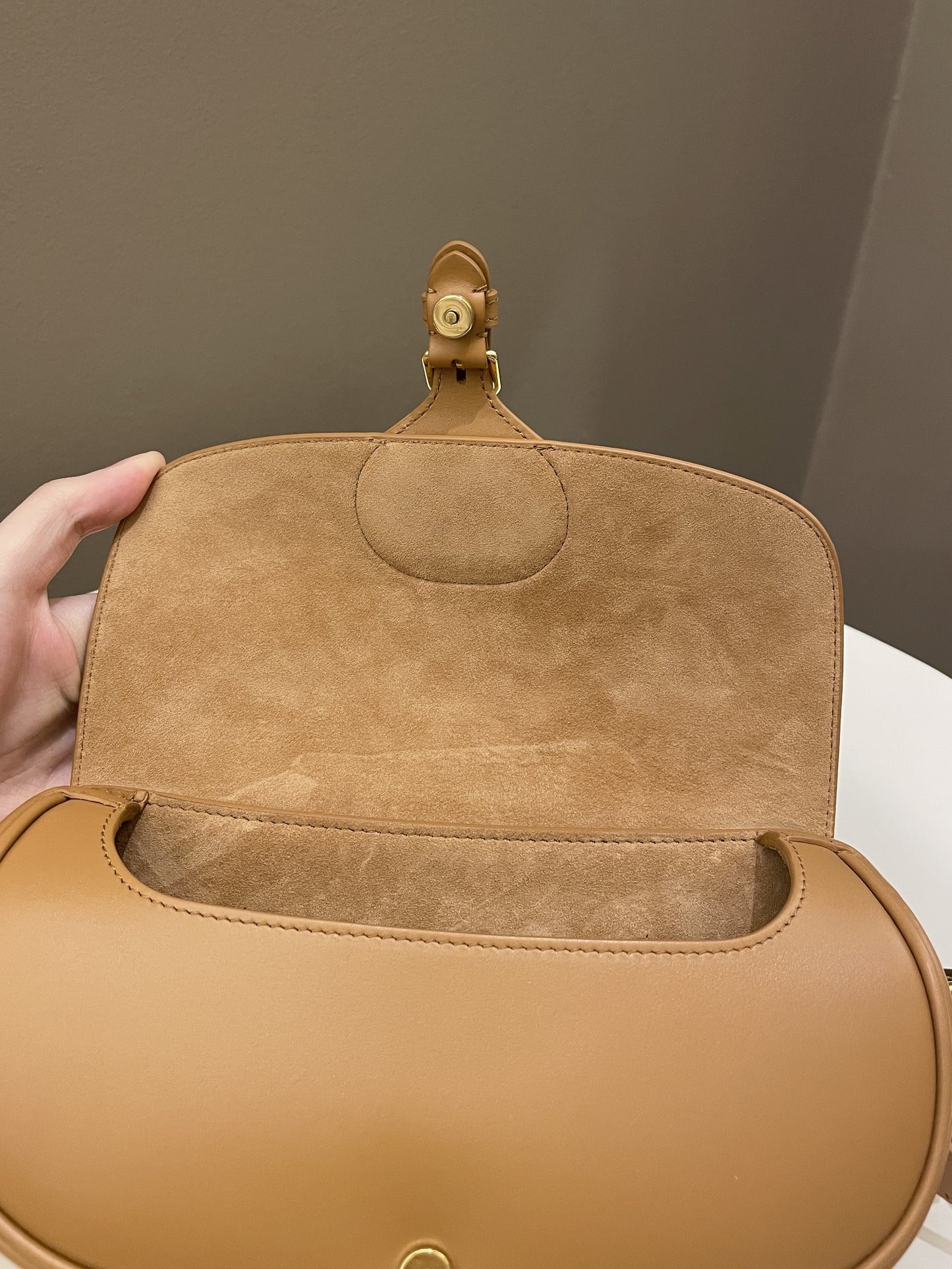 Dior Bobby East West Camel Box Calfskin