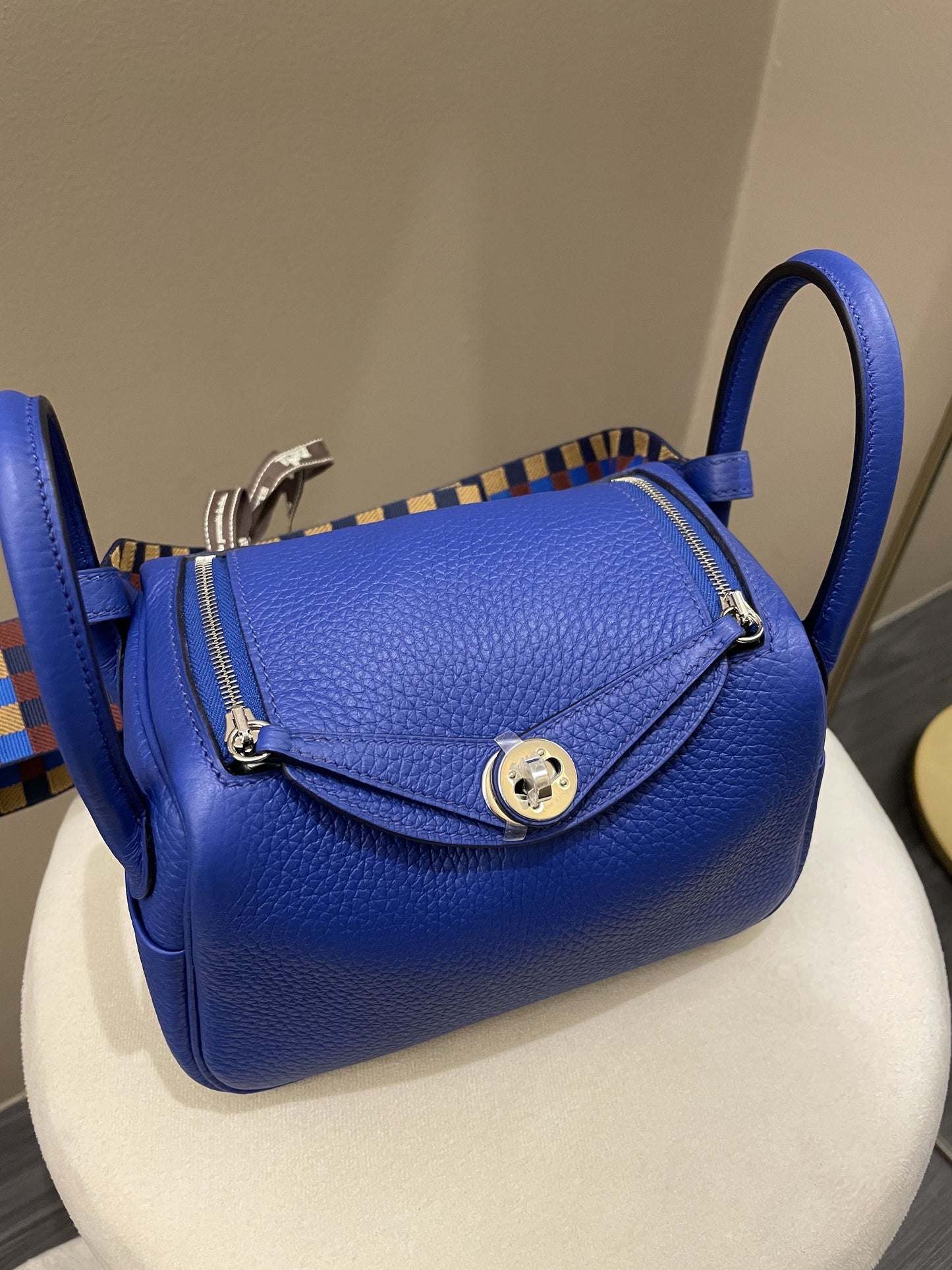 Hermes Mini Lindy Blue Royal Clemence