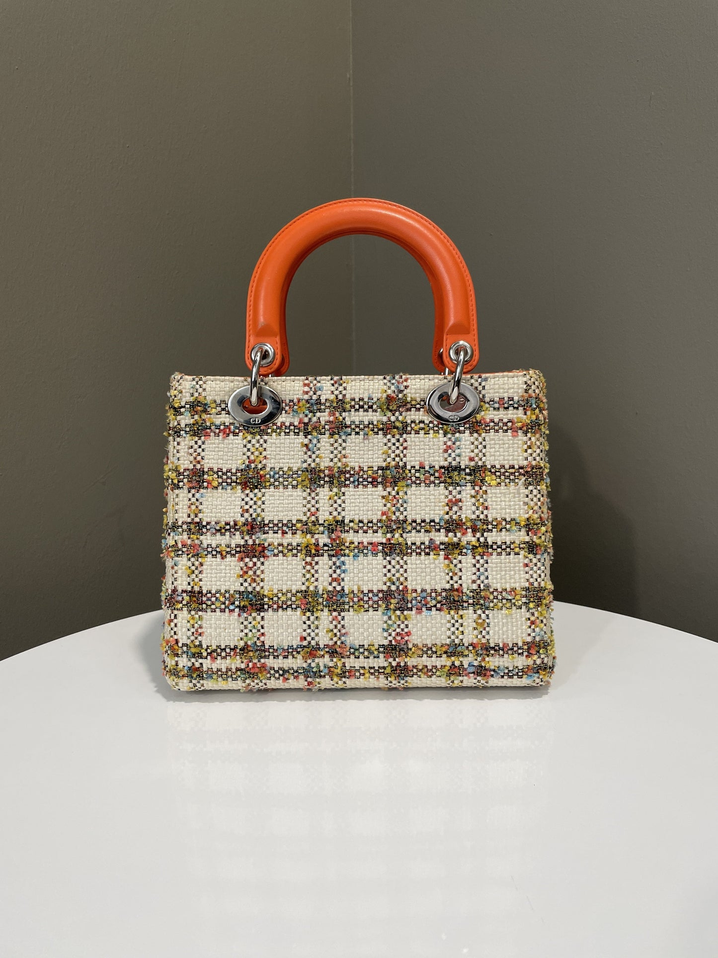 Dior Classic Lady Dior Orange / Cream Tweed