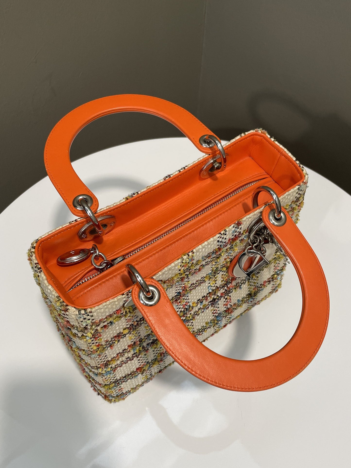 Dior Classic Lady Dior Orange / Cream Tweed