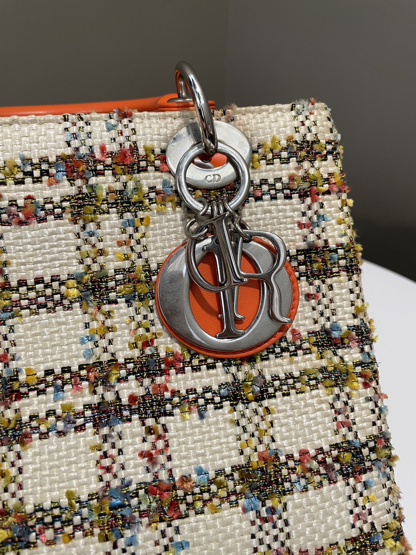 Dior Classic Lady Dior Orange / Cream Tweed