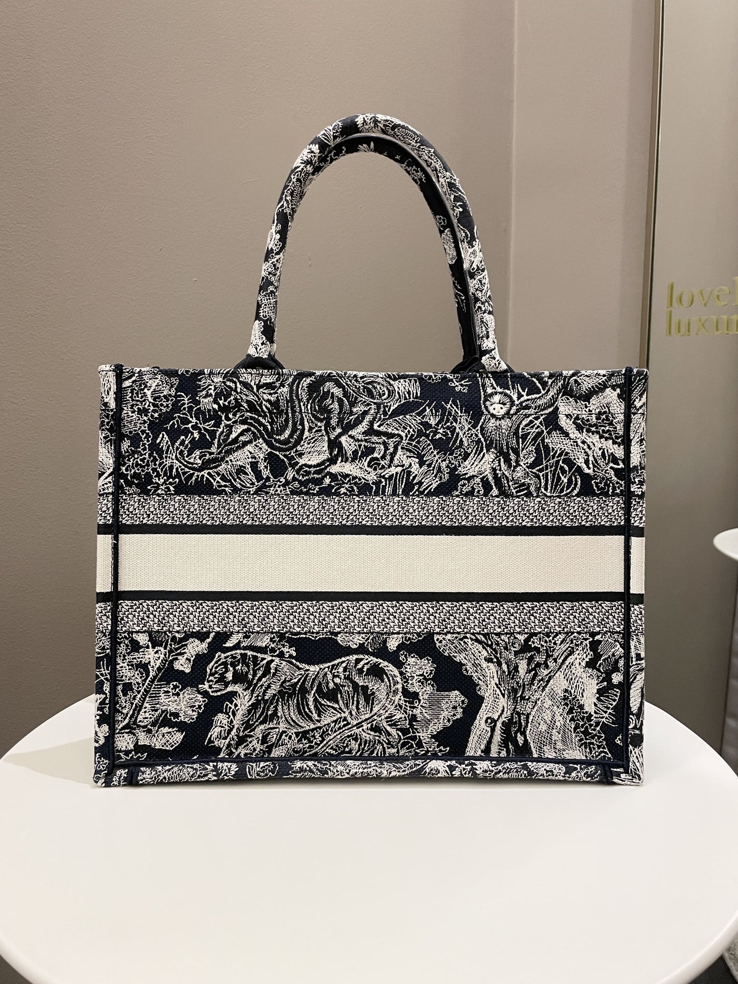 Dior Toile de Jouy Reverse Book Tote Blue / Ecru Embroidery