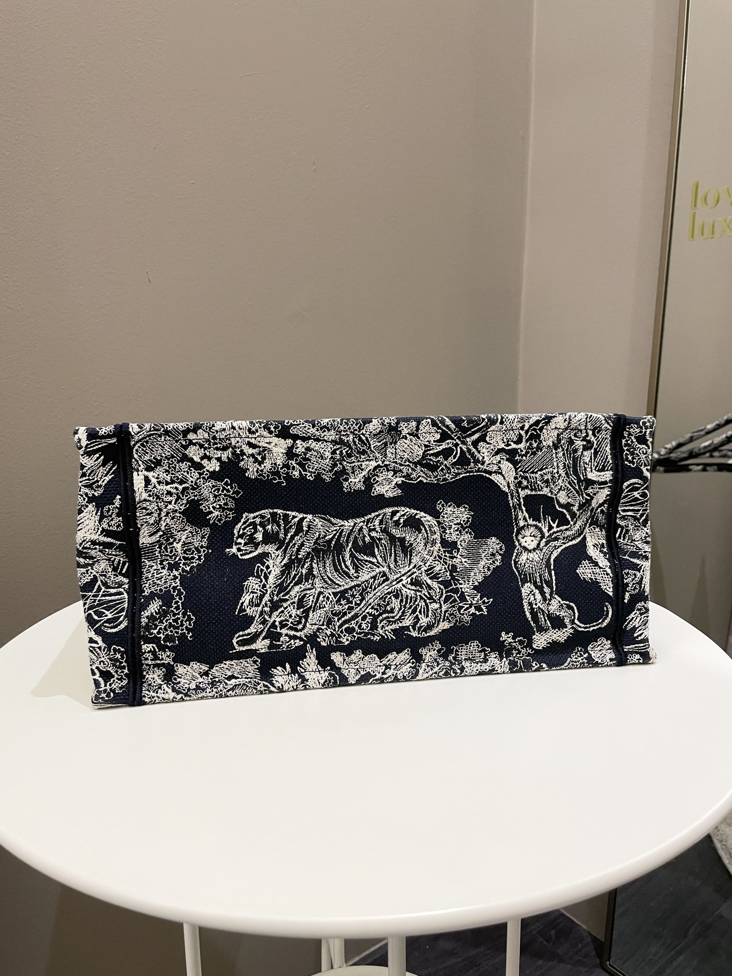 Dior Toile de Jouy Reverse Book Tote Blue / Ecru Embroidery