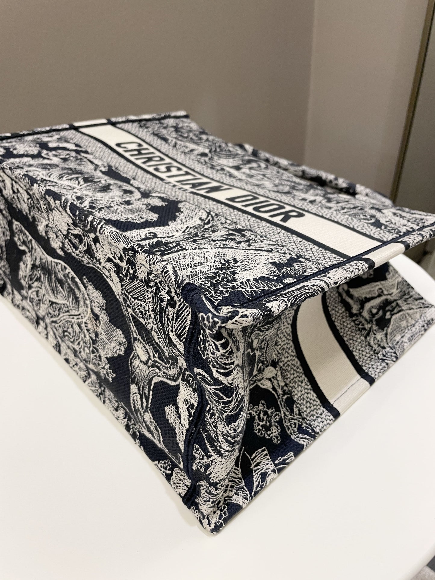 Dior Toile de Jouy Reverse Book Tote Blue / Ecru Embroidery