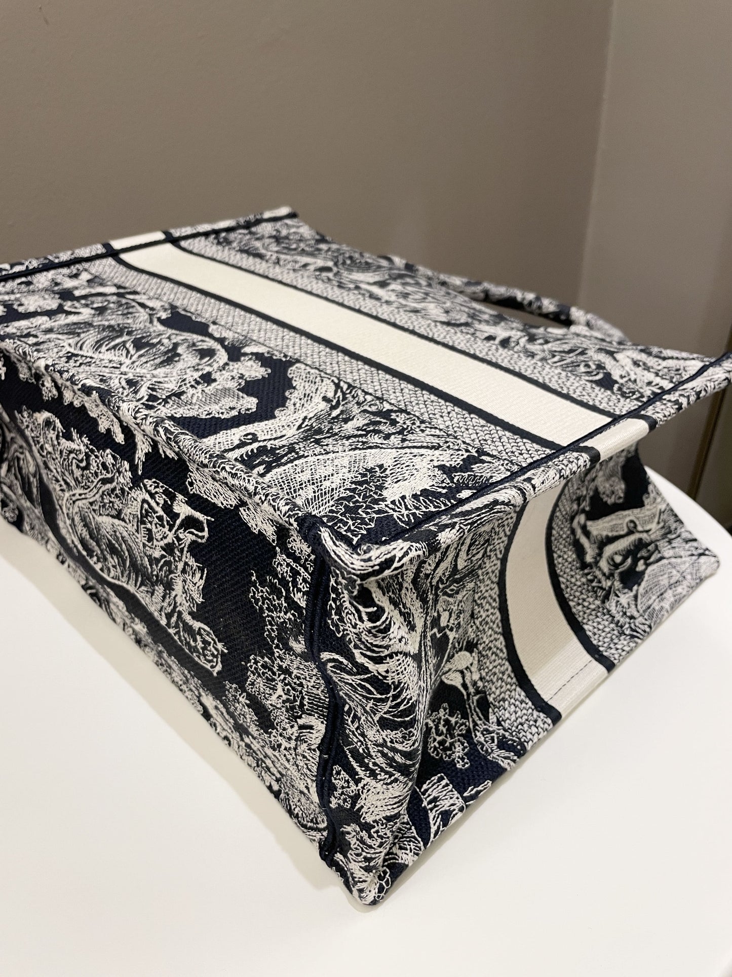 Dior Toile de Jouy Reverse Book Tote Blue / Ecru Embroidery