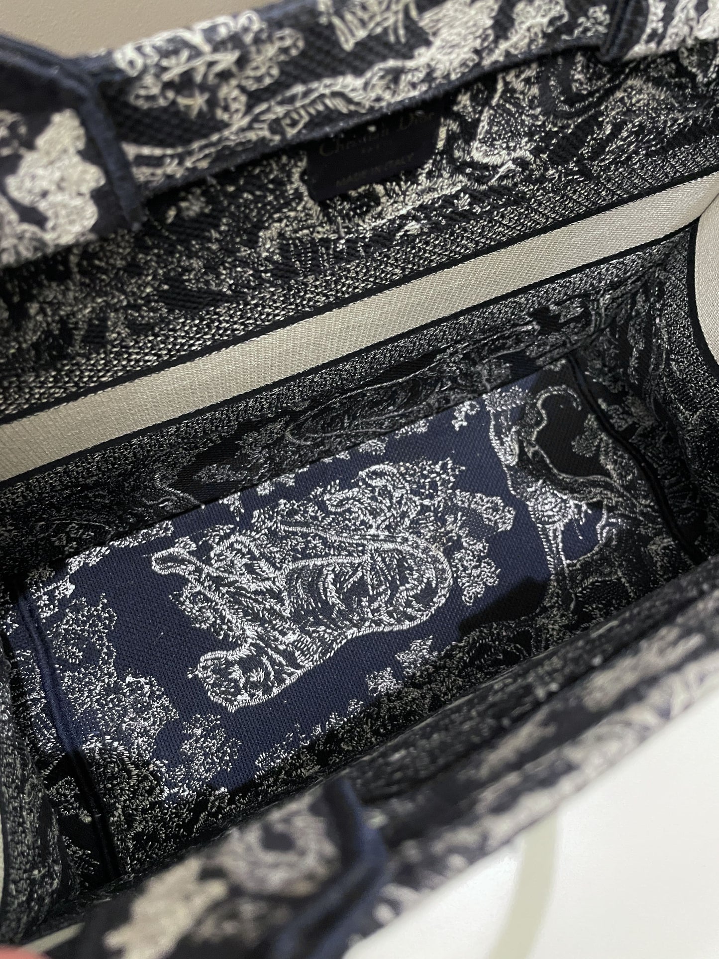 Dior Toile de Jouy Reverse Book Tote Blue / Ecru Embroidery