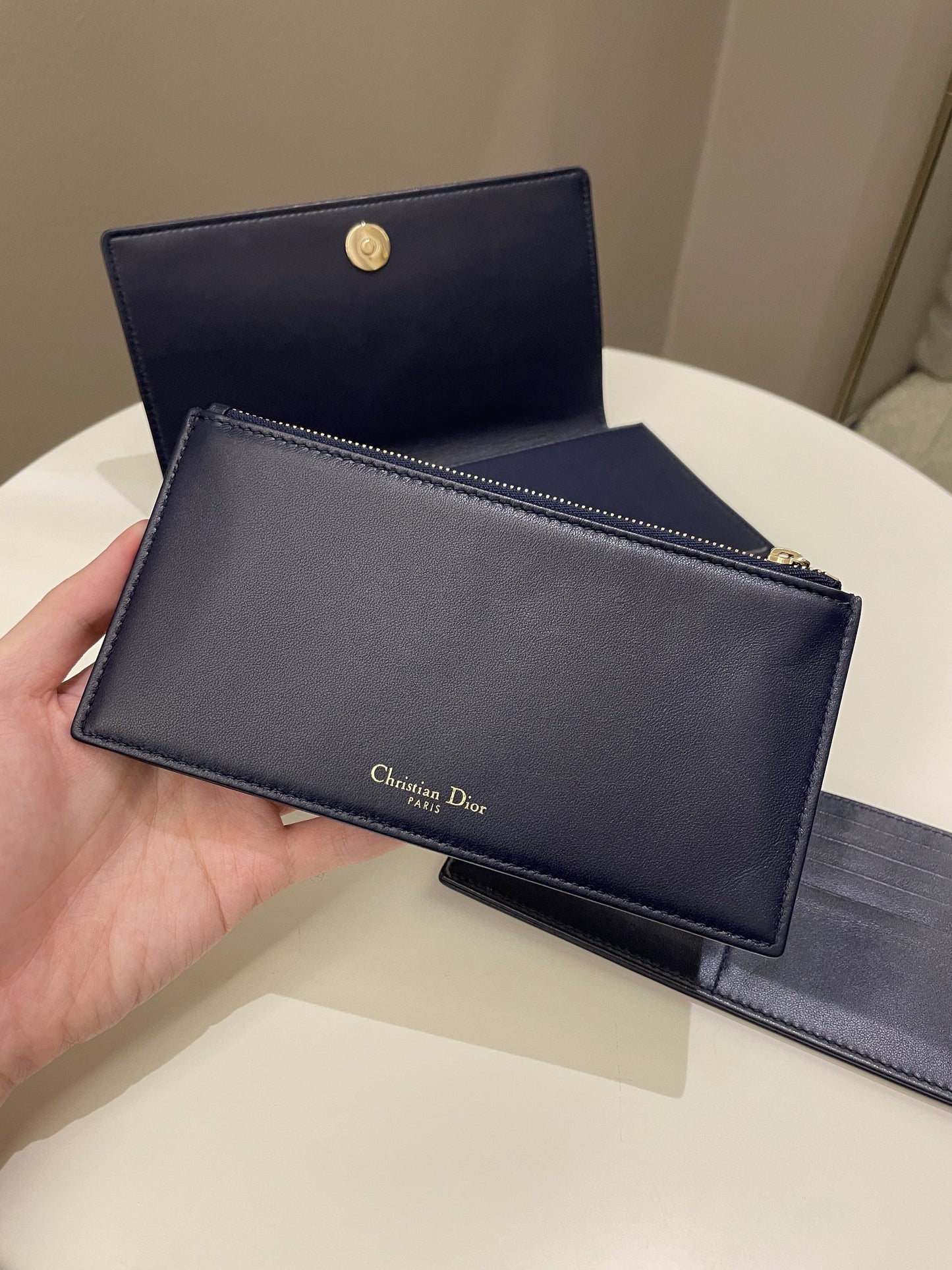 Dior Cannage Chain Shoulder Bag Navy Lambskin