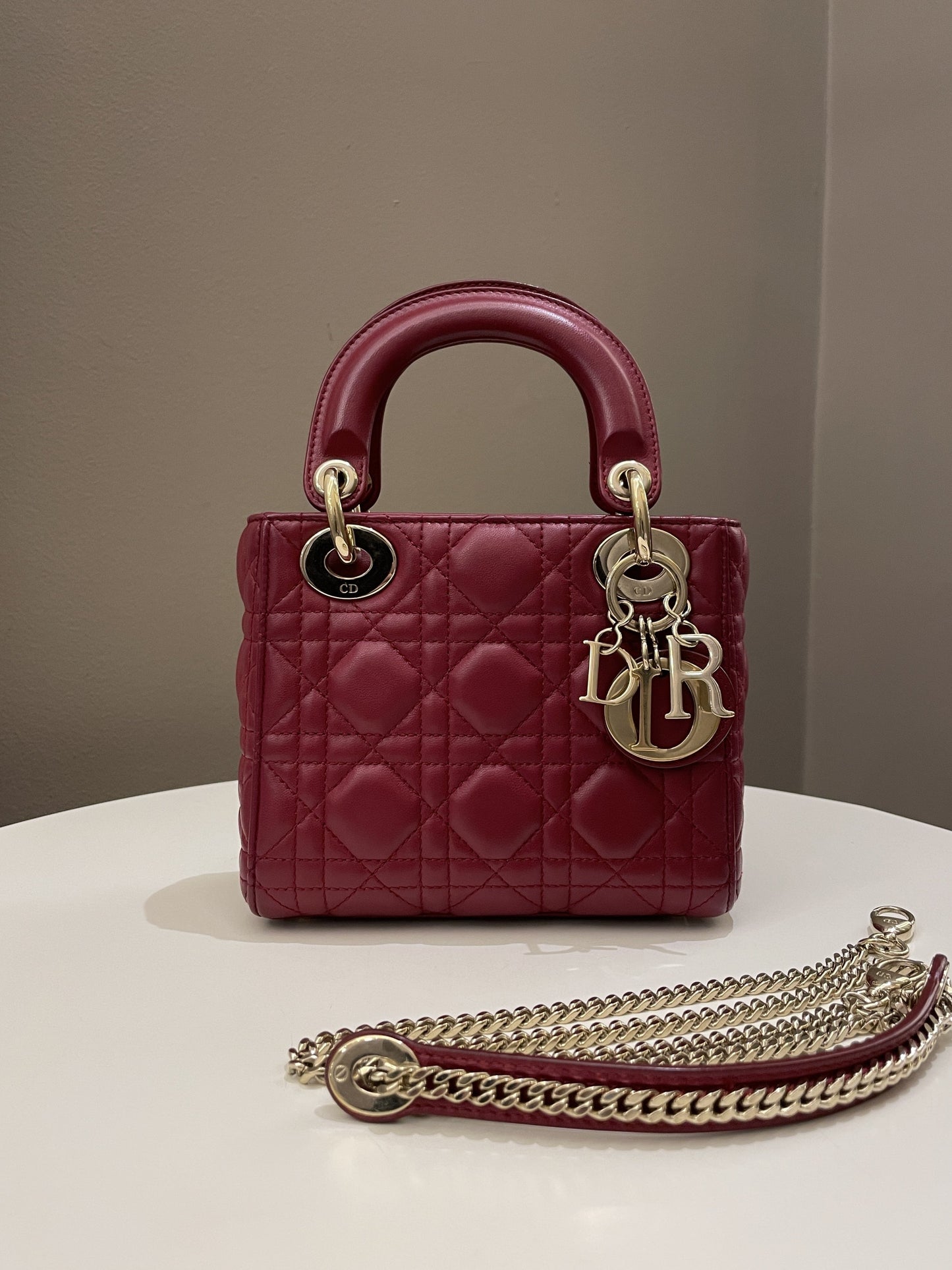 Dior Lady Dior Mini Deep Red