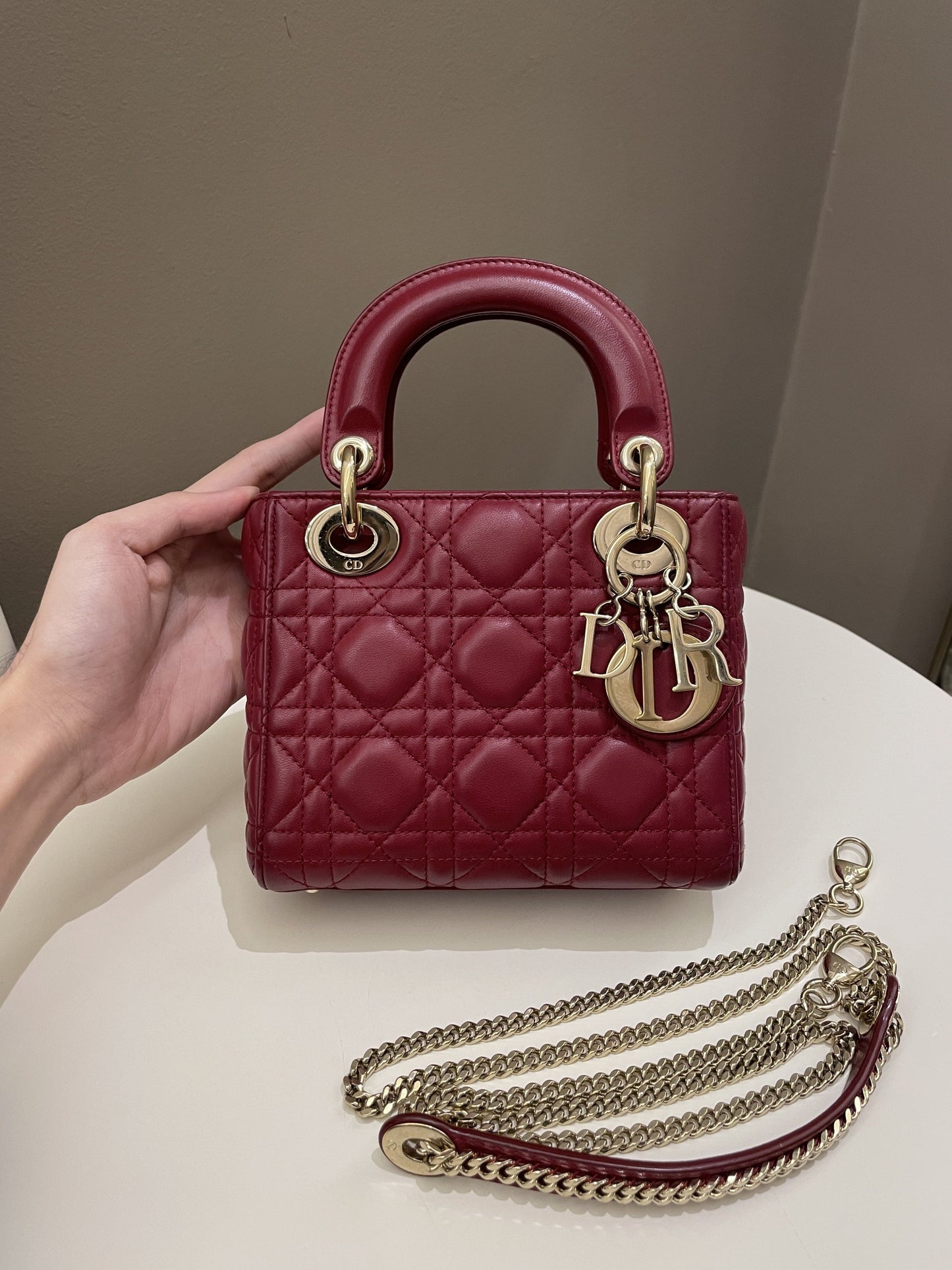 Dior Lady Dior Mini Deep Red