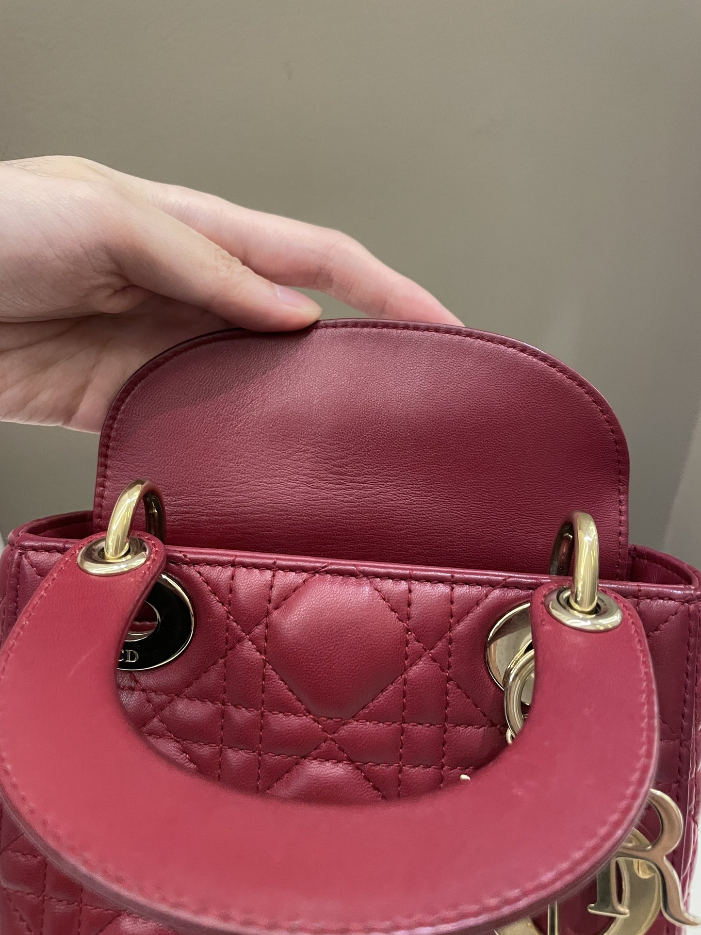 Dior Lady Dior Mini Deep Red