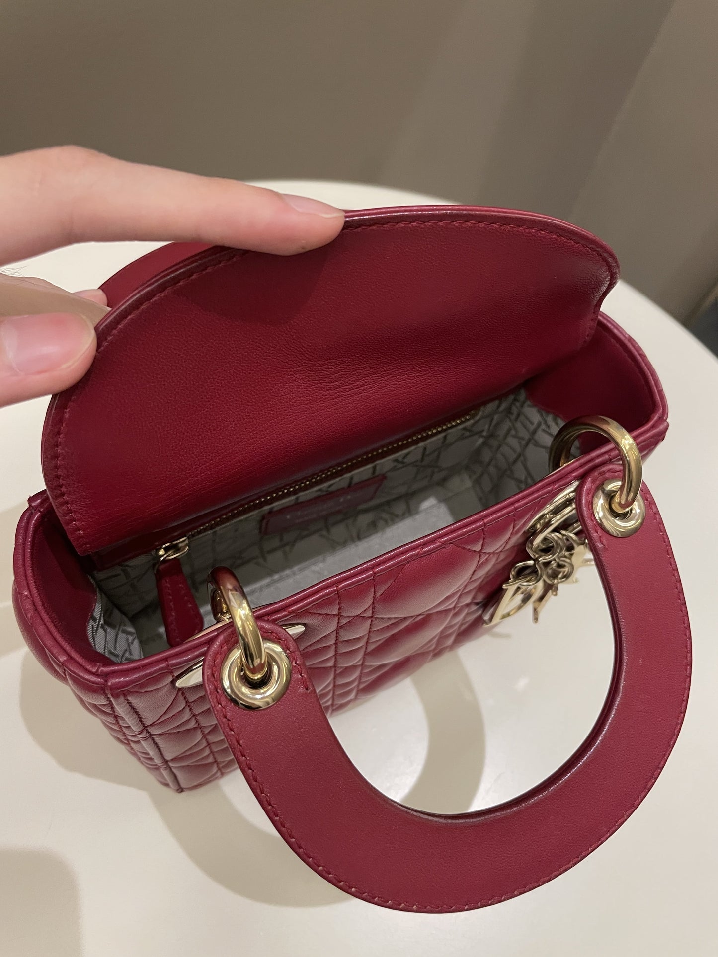 Dior Lady Dior Mini Deep Red