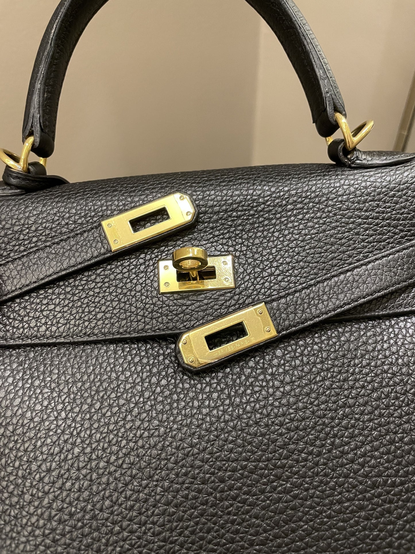 Hermes Kelly 25 Black Togo