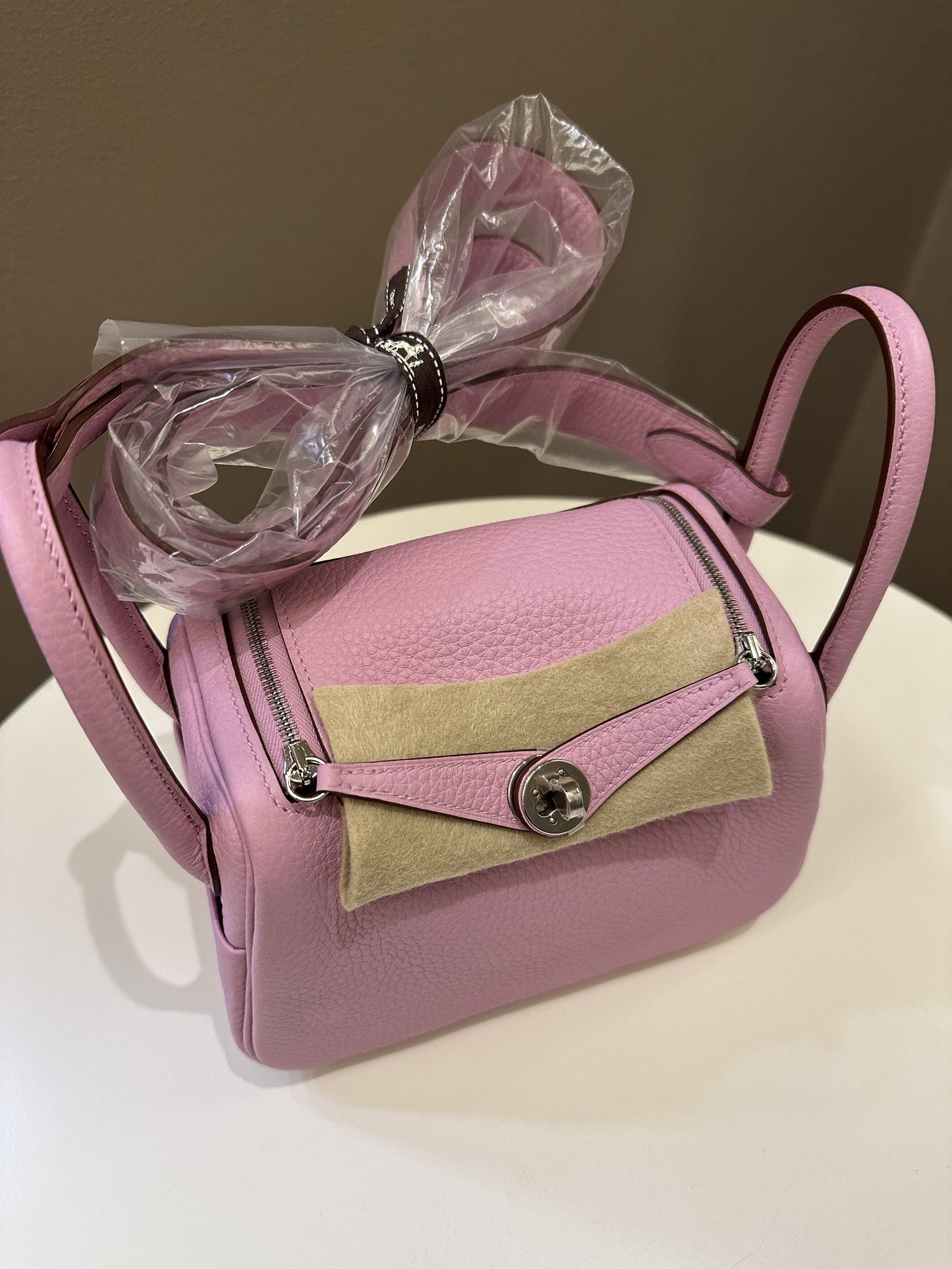 Hermes Mini Lindy Mauve Sylvestre Clemence