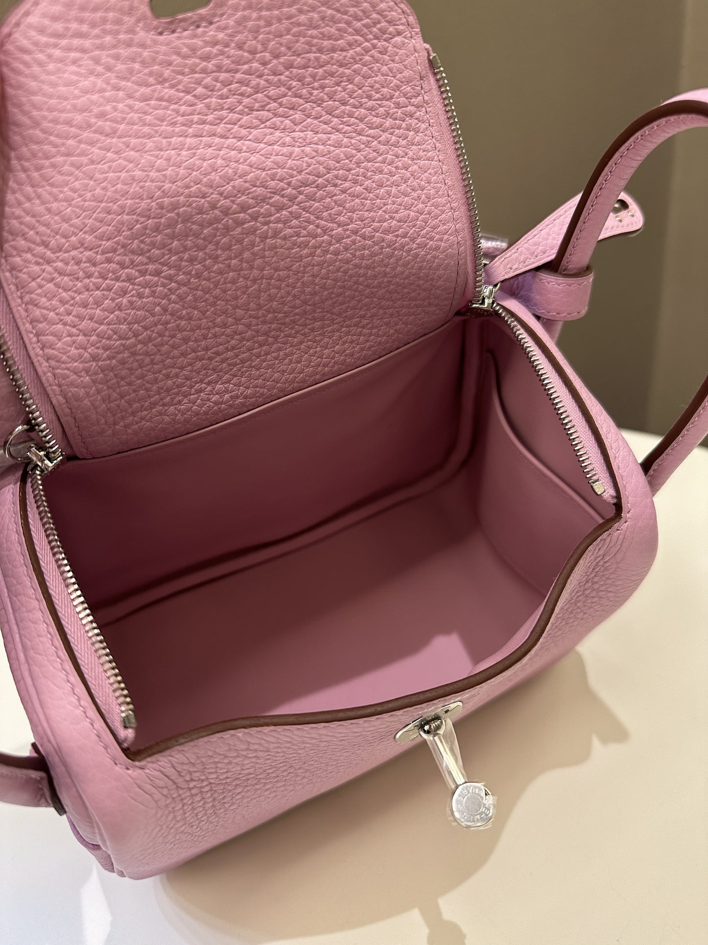 Hermes Mini Lindy Mauve Sylvestre Clemence