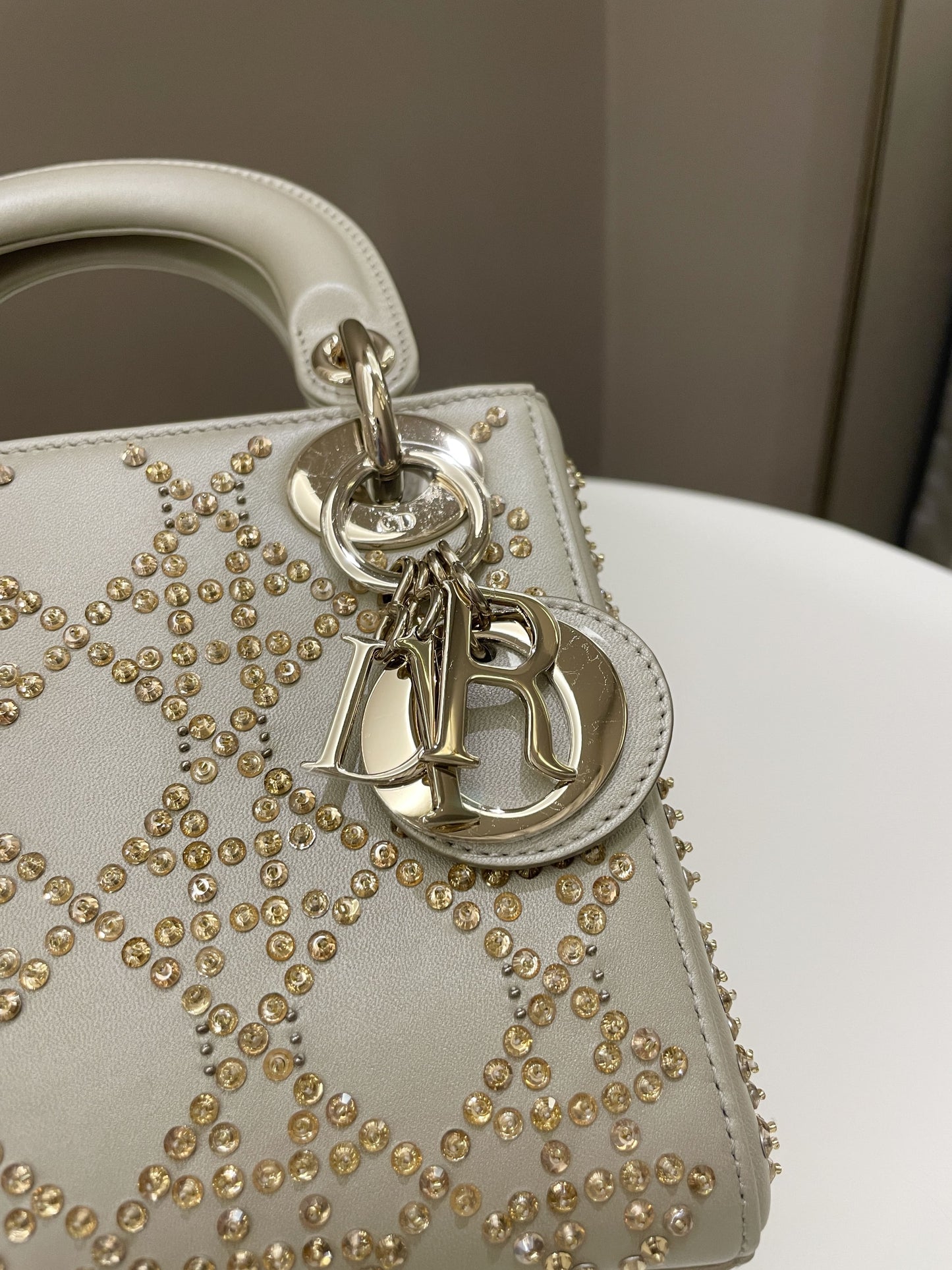 Dior Embellished Lady Dior Gold Lambskin