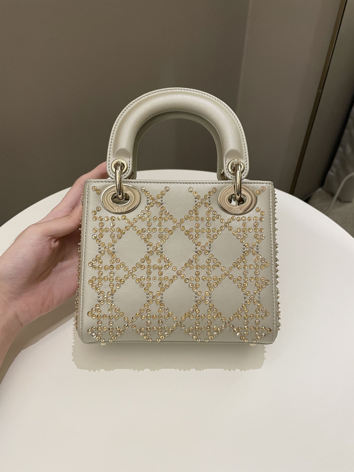 Dior Embellished Lady Dior Gold Lambskin