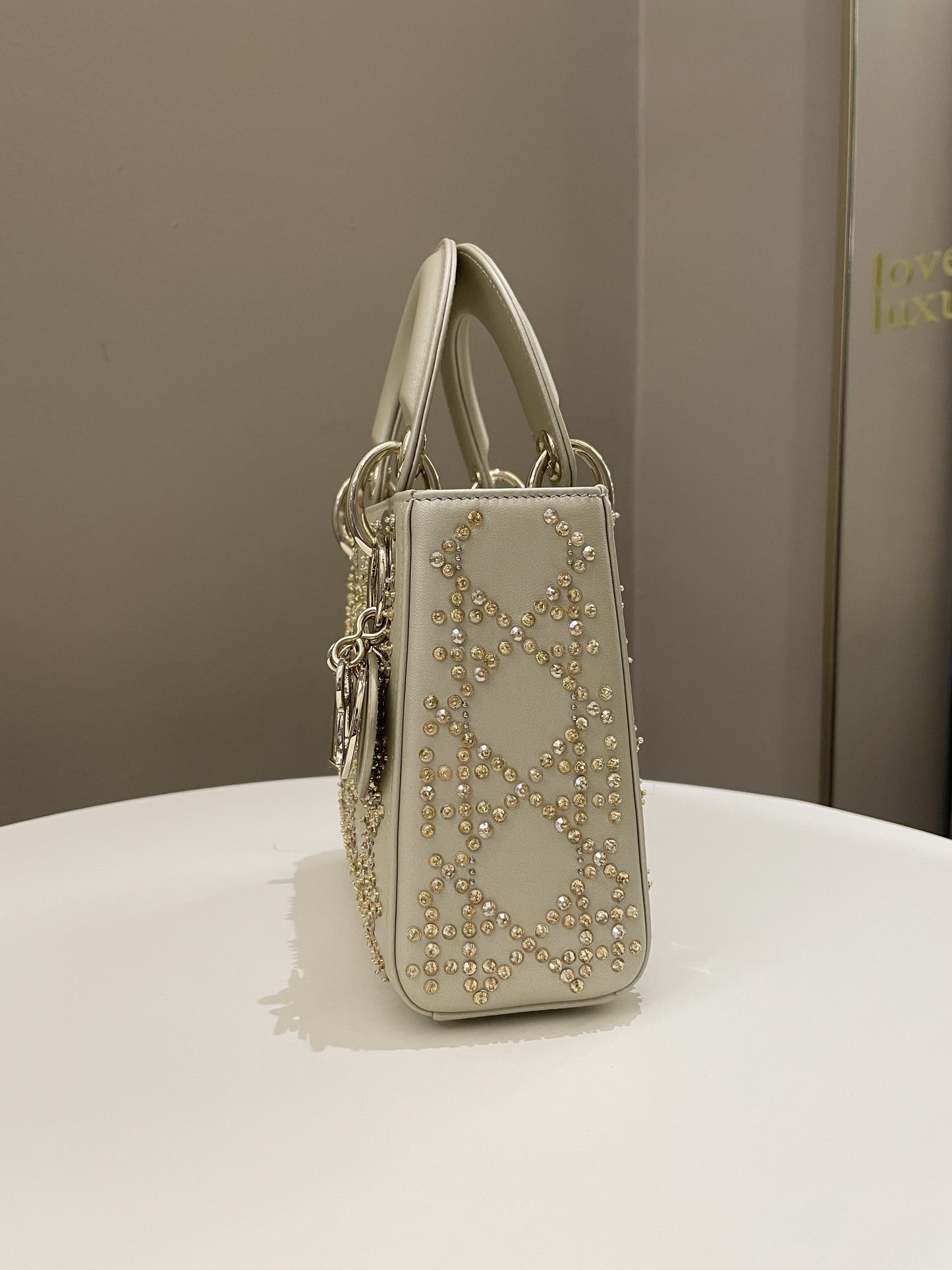 Dior Embellished Lady Dior Gold Lambskin