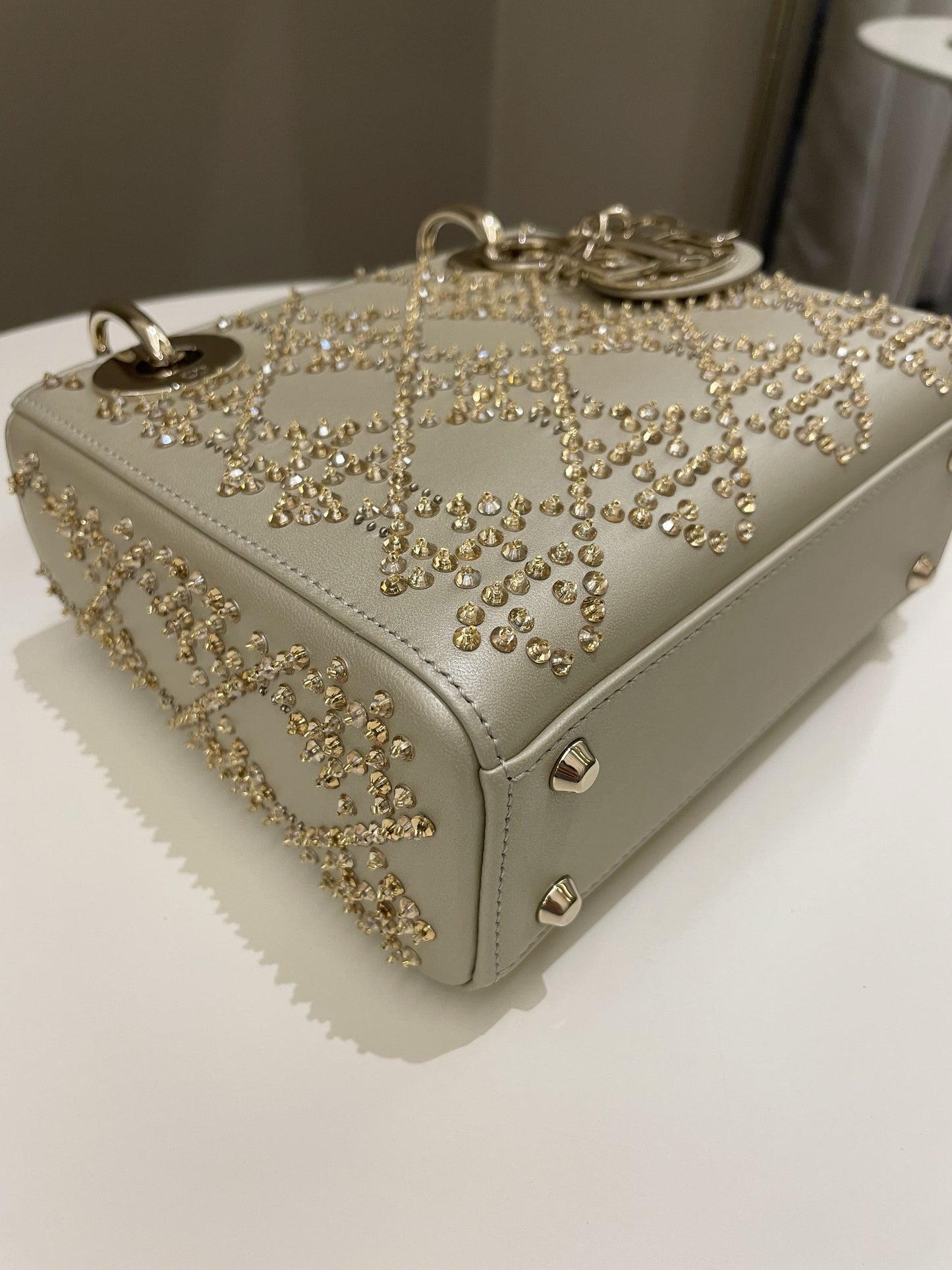 Dior Embellished Lady Dior Gold Lambskin