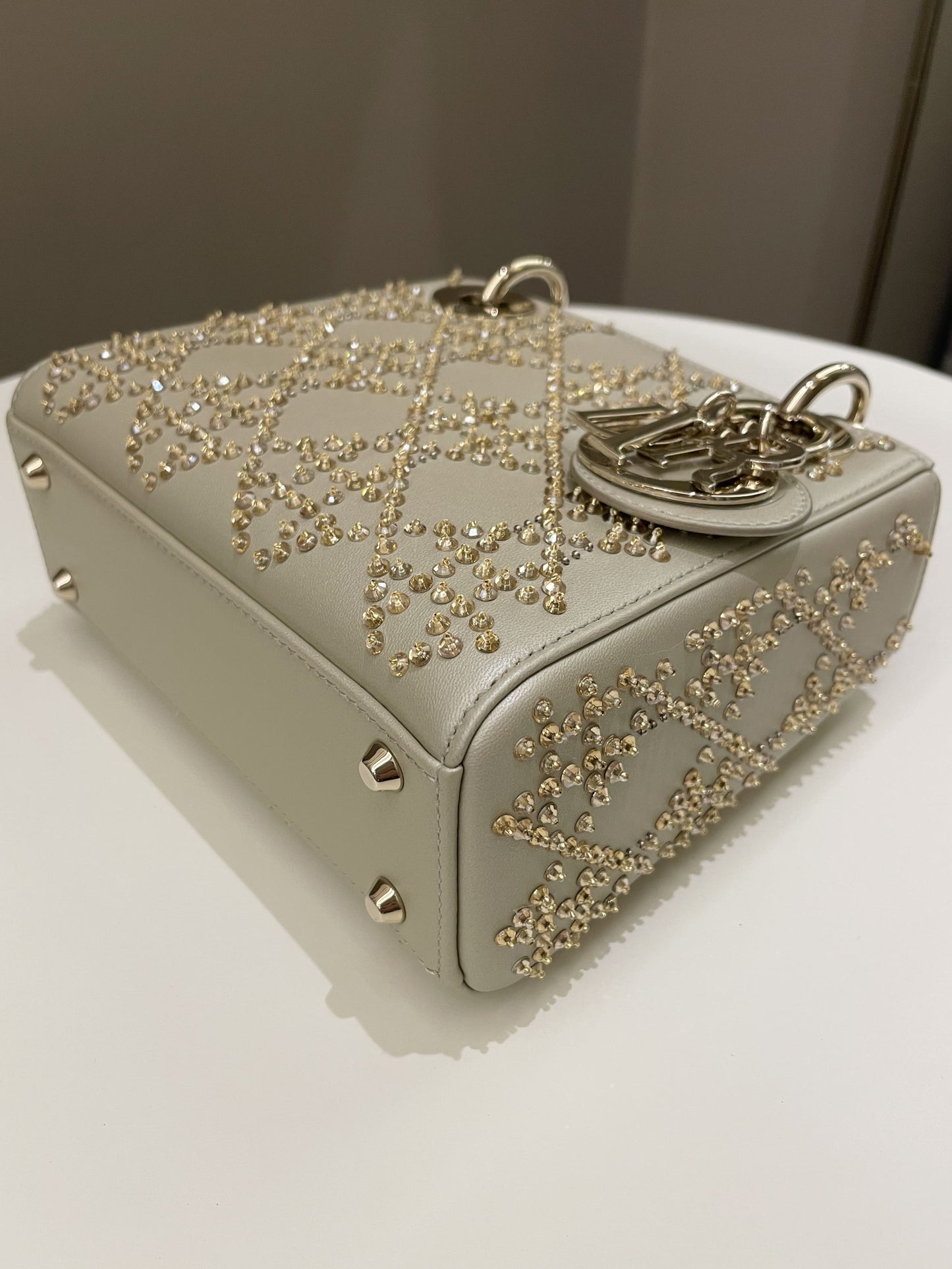 Dior Embellished Lady Dior Gold Lambskin