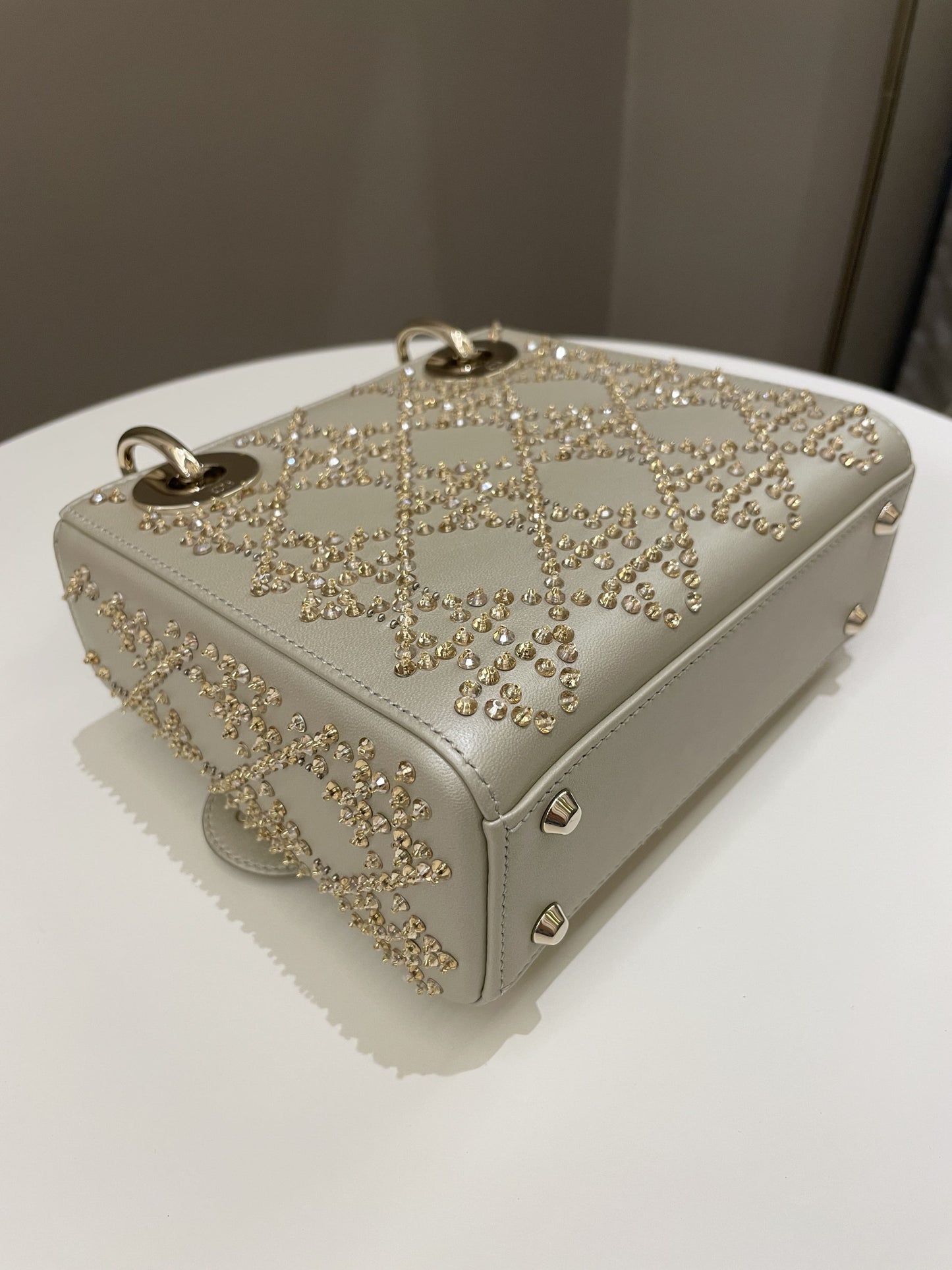 Dior Embellished Lady Dior Gold Lambskin