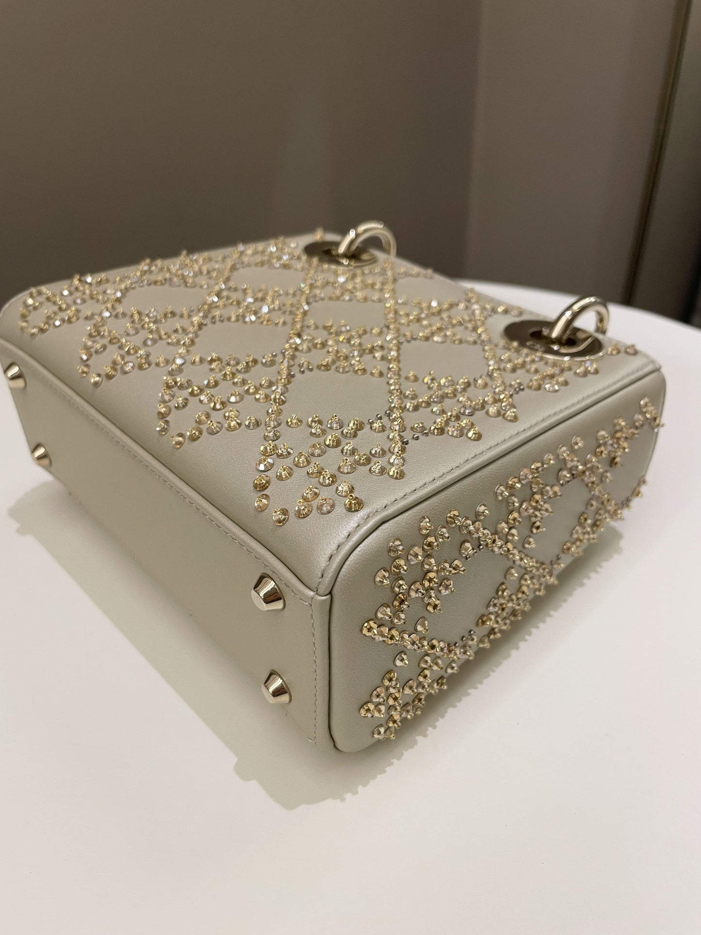 Dior Embellished Lady Dior Gold Lambskin