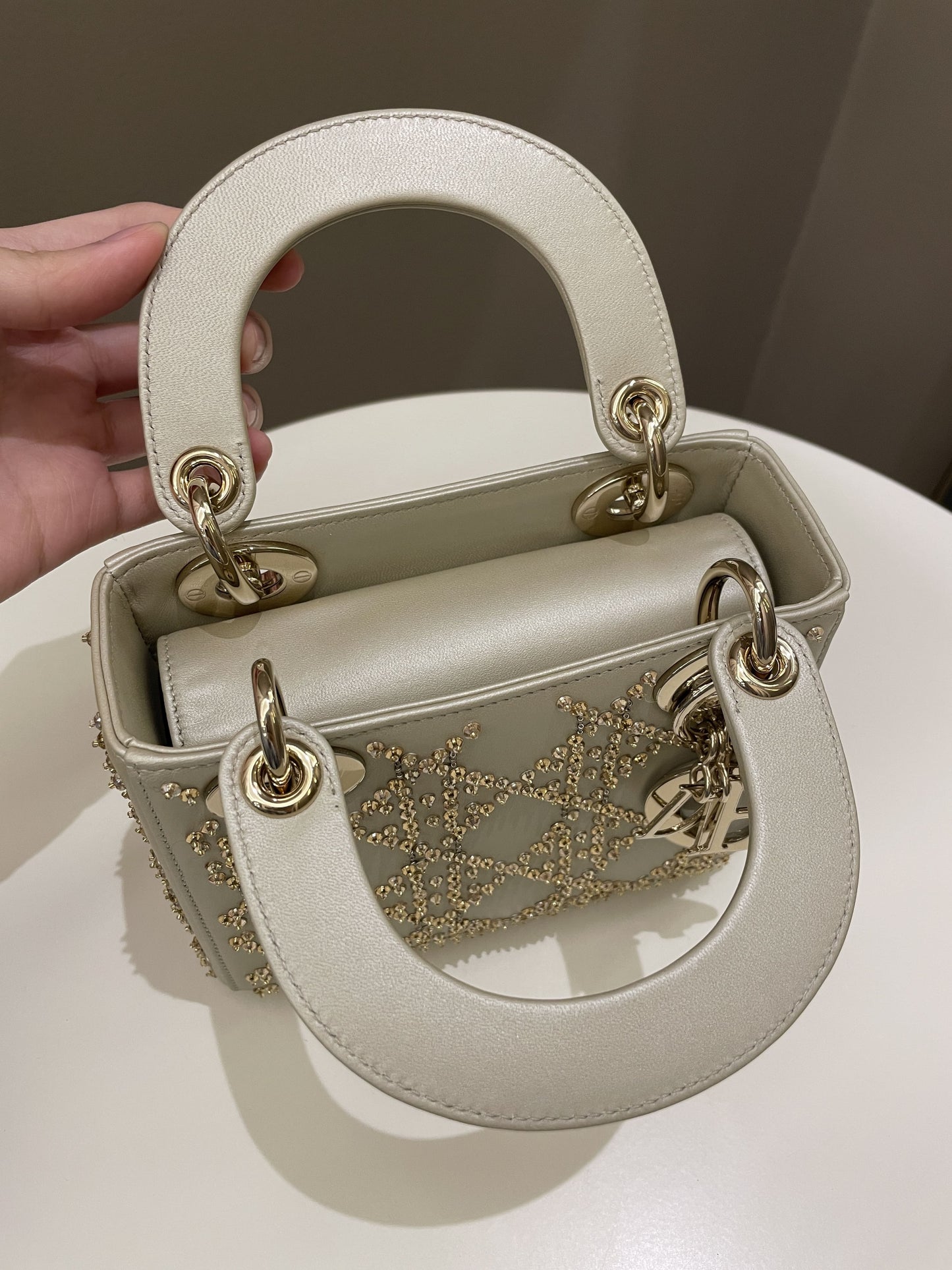 Dior Embellished Lady Dior Gold Lambskin