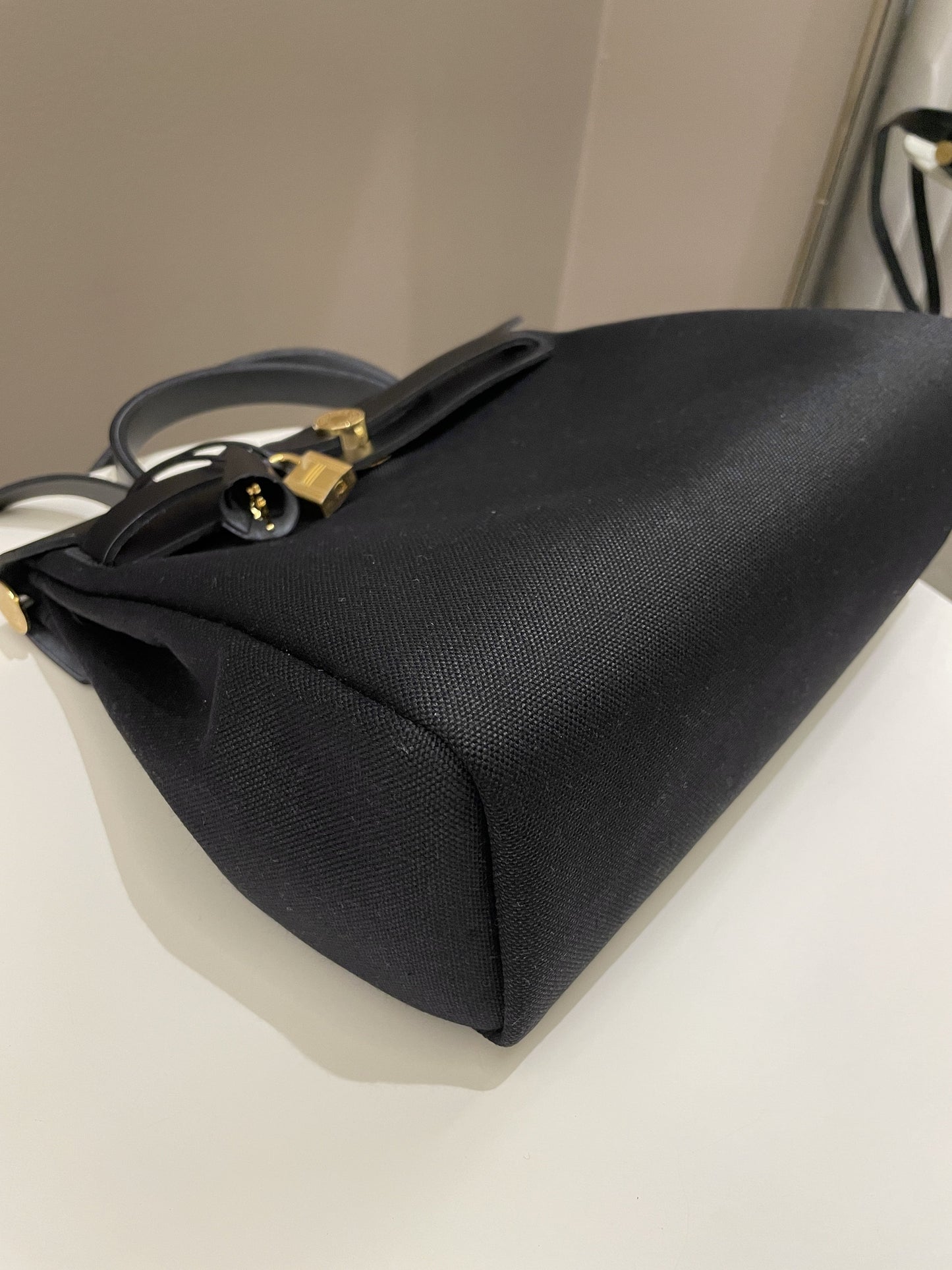 Hermes Herbag Zip 31 Black Canvas