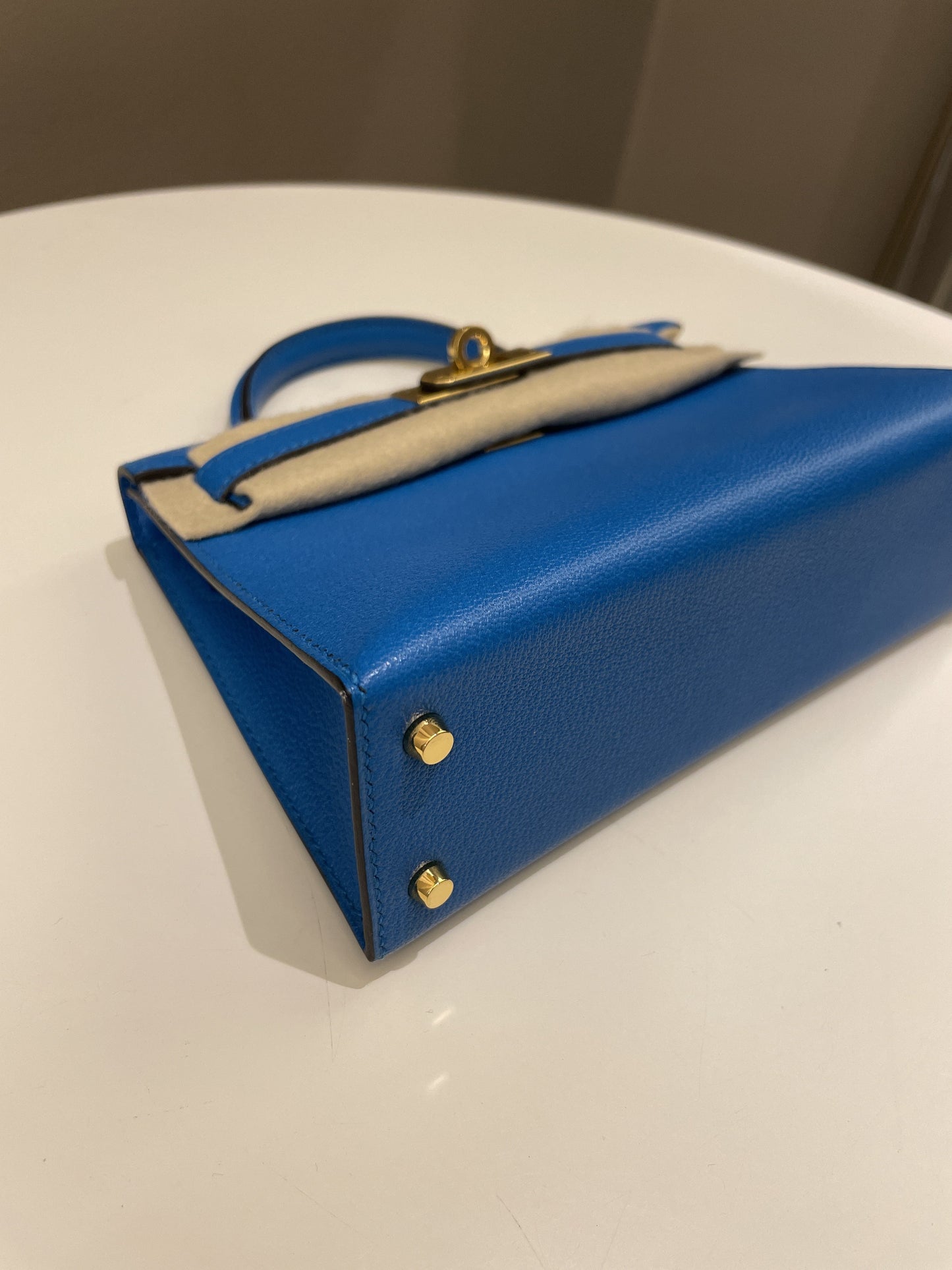 Hermes Mini Kelly 20 Bleu Hydra Chèvre