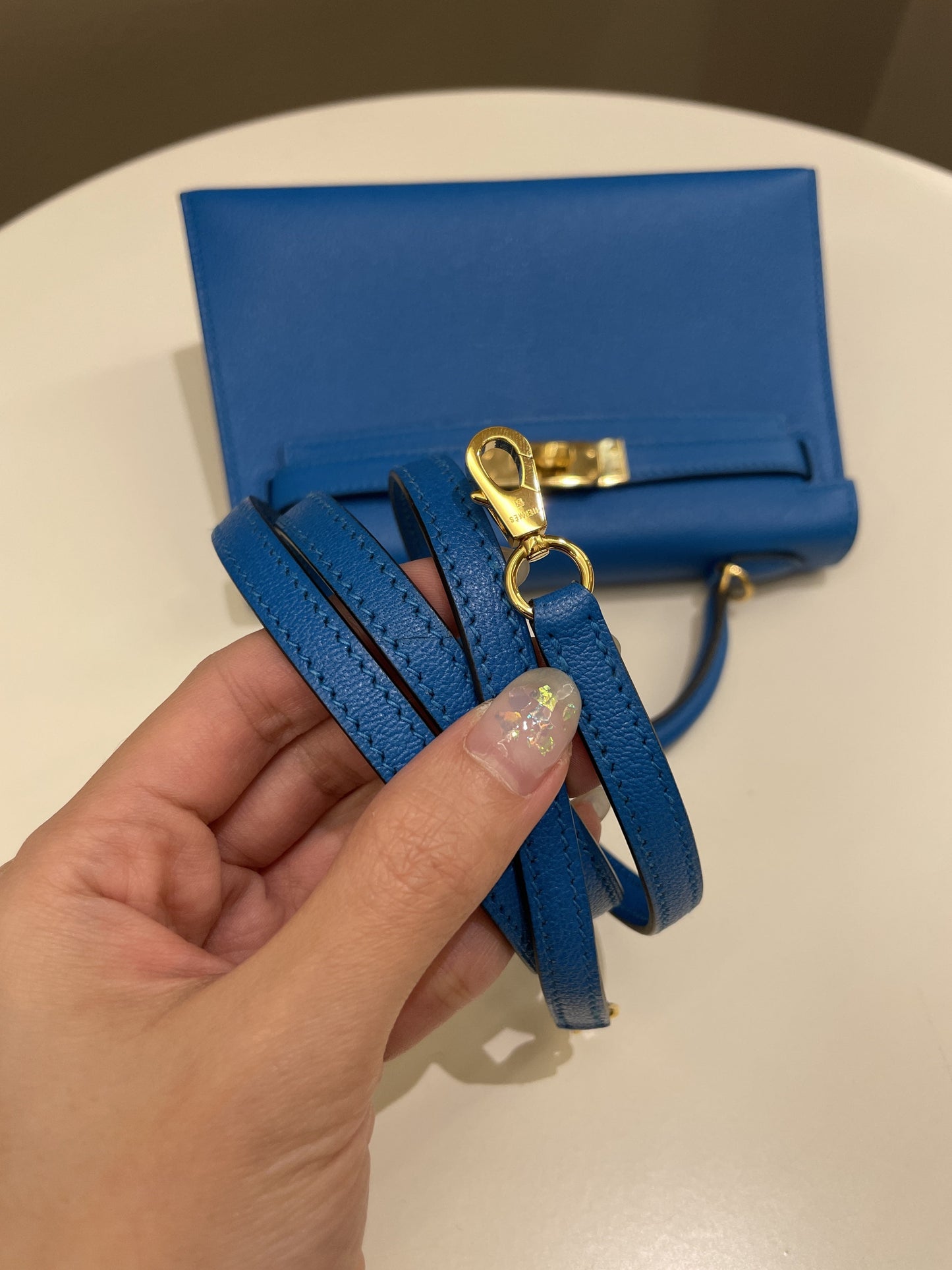 Hermes Mini Kelly 20 Bleu Hydra Chèvre