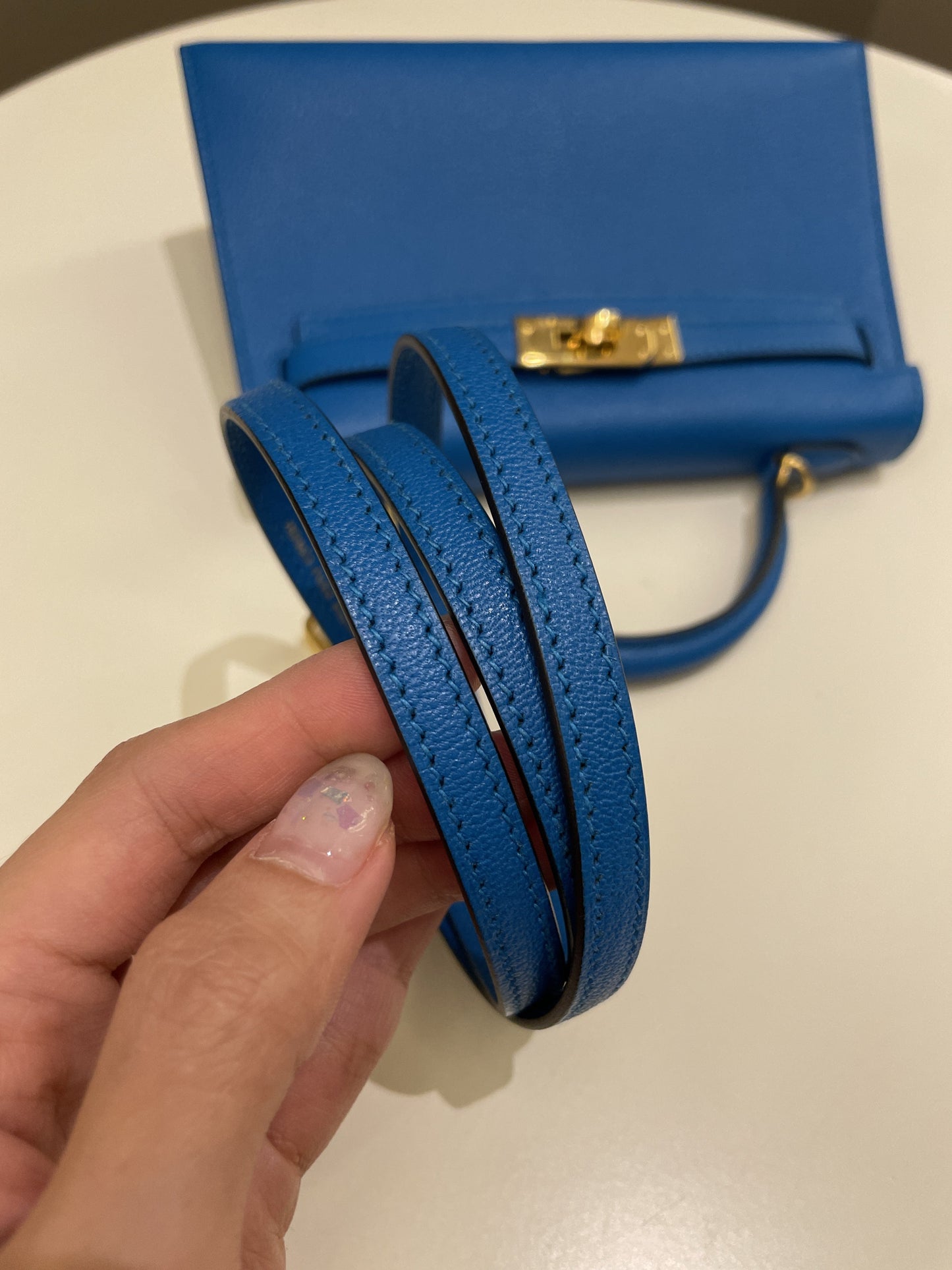 Hermes Mini Kelly 20 Bleu Hydra Chèvre