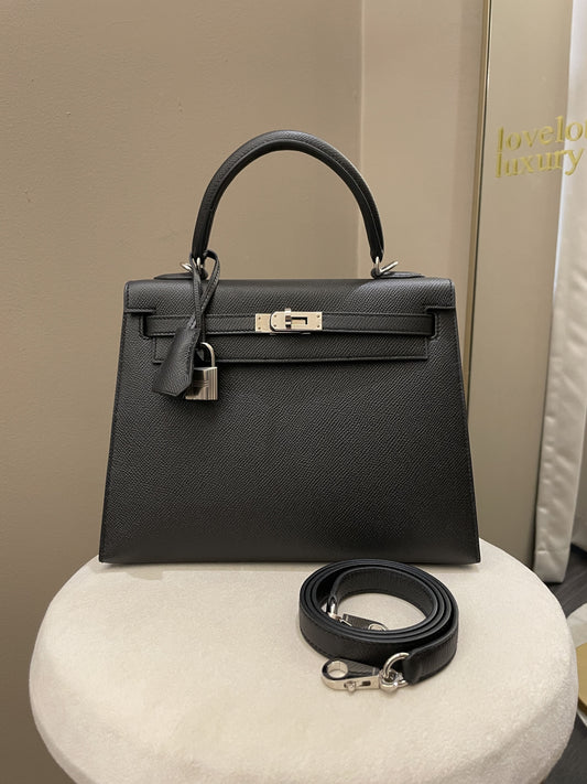 Hermes Kelly Sellier 25 Black Epsom