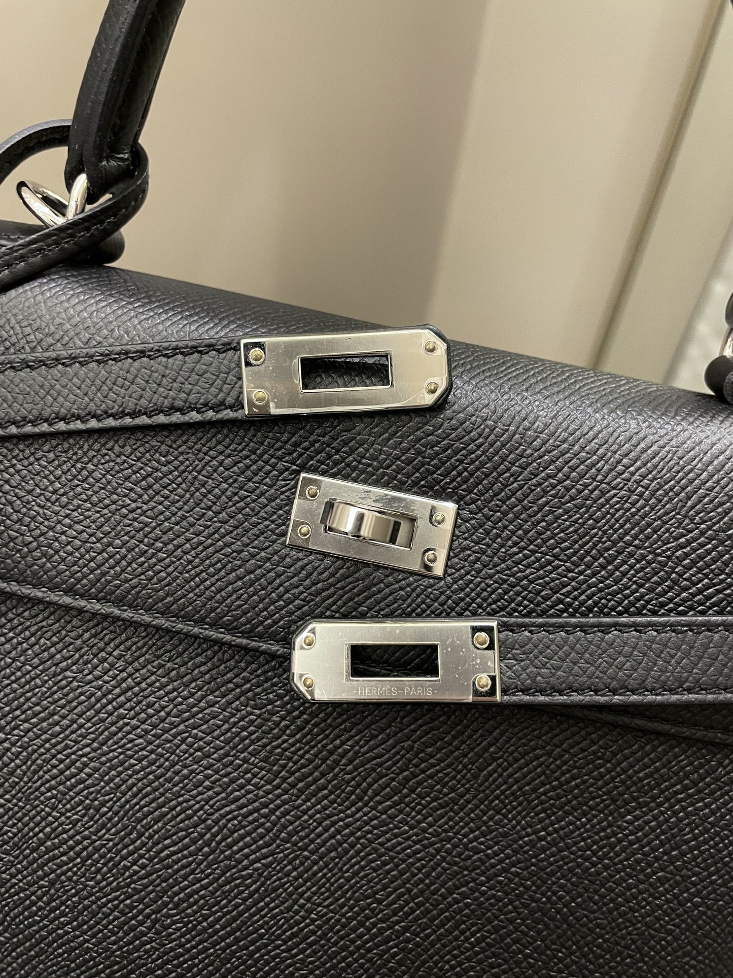 Hermes Kelly Sellier 25 Black Epsom